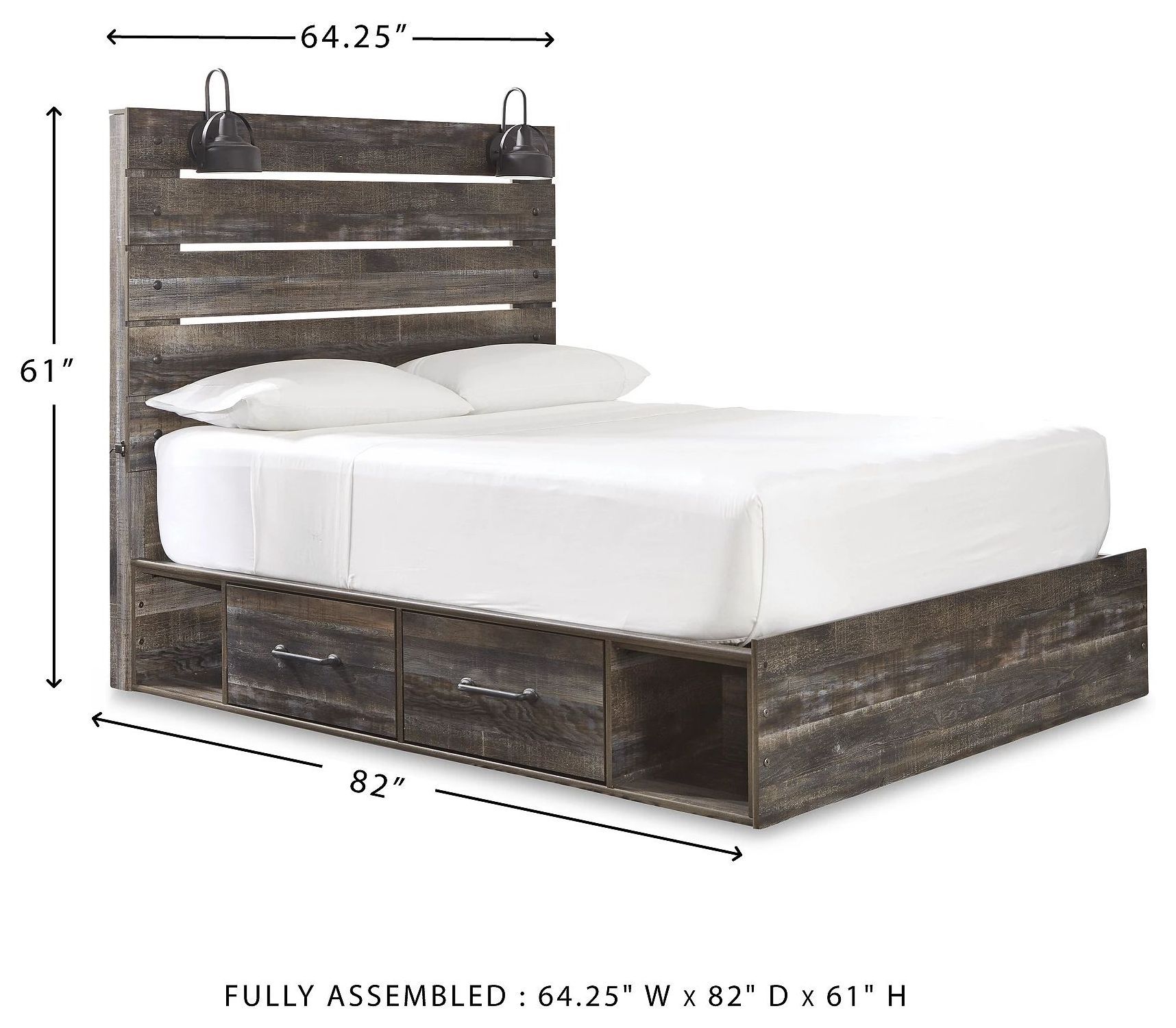 Drystan Queen Panel Bed with Side Storage Drawers