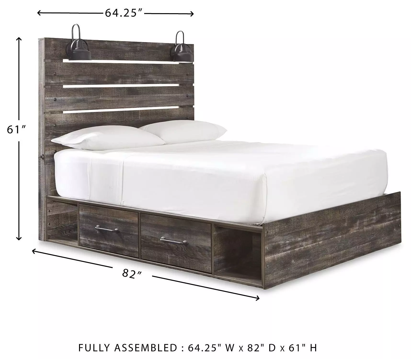 Drystan Queen Panel Bed with Side Storage Drawers