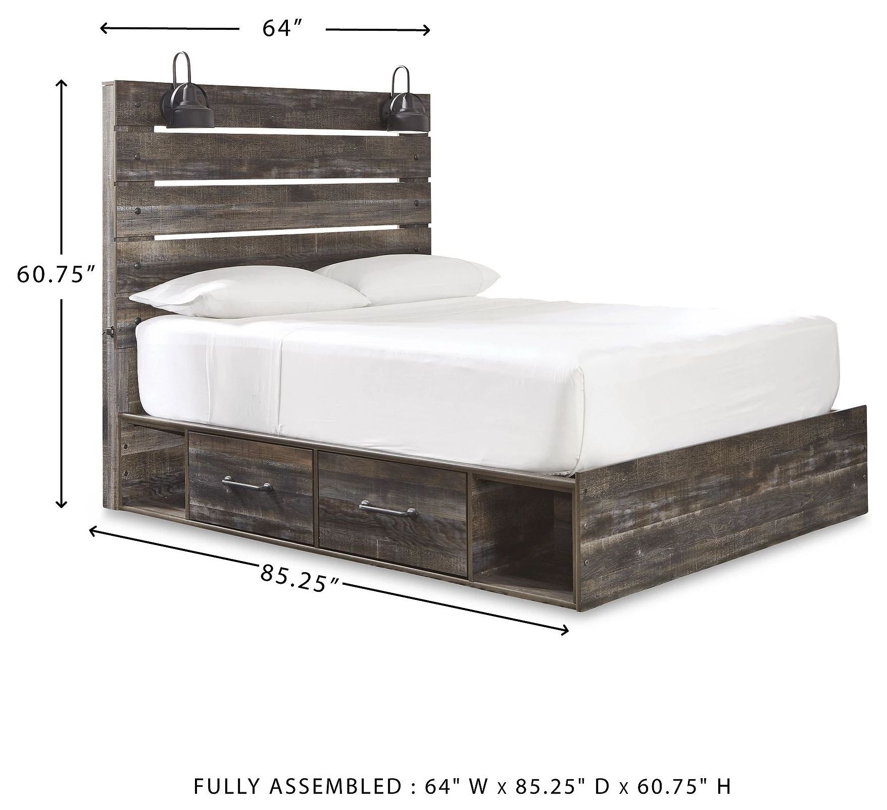 Drystan Queen Panel Bed with Dual Side Storage Drawers