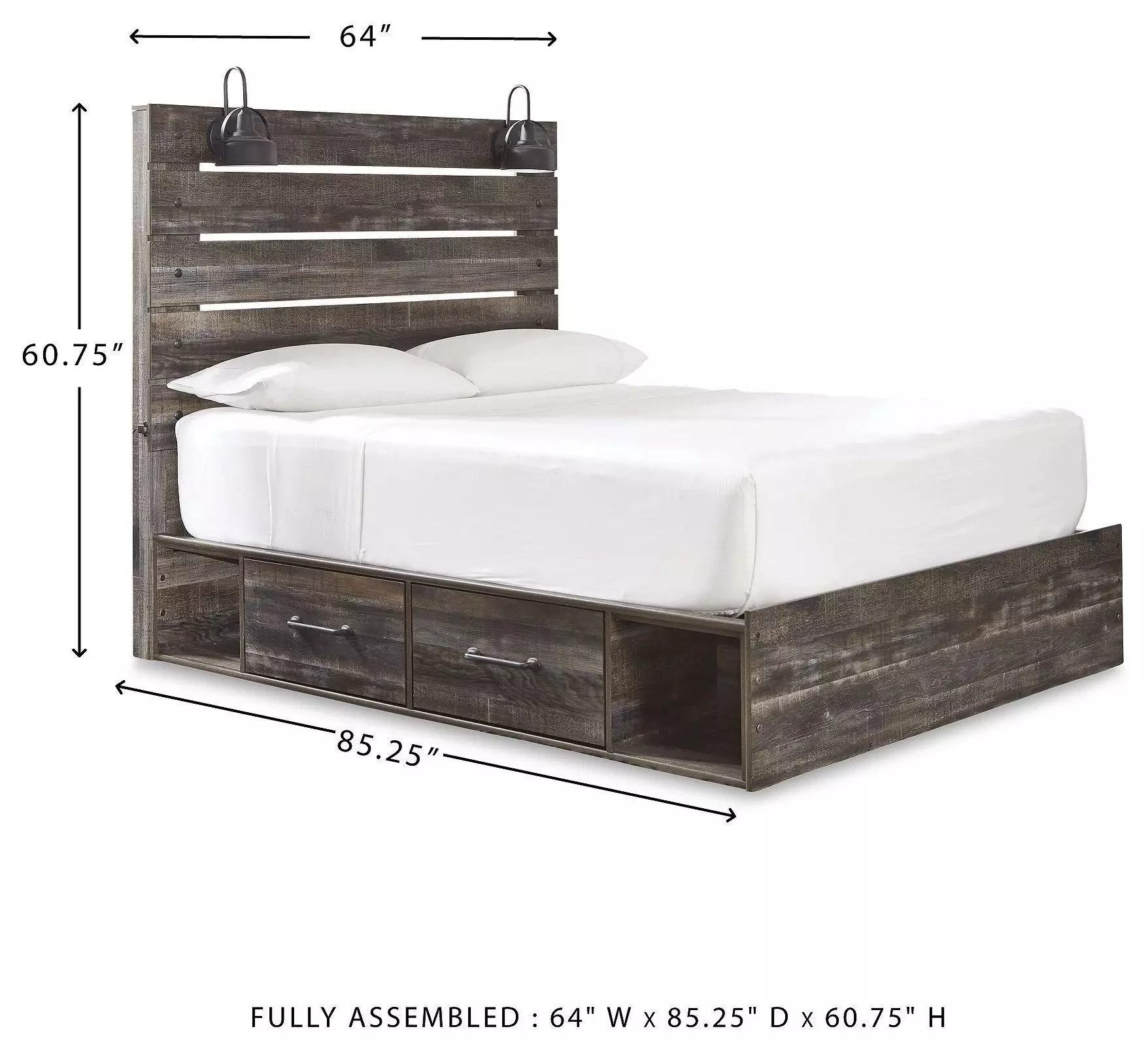 Drystan Queen Panel Bed with Dual Side Storage Drawers