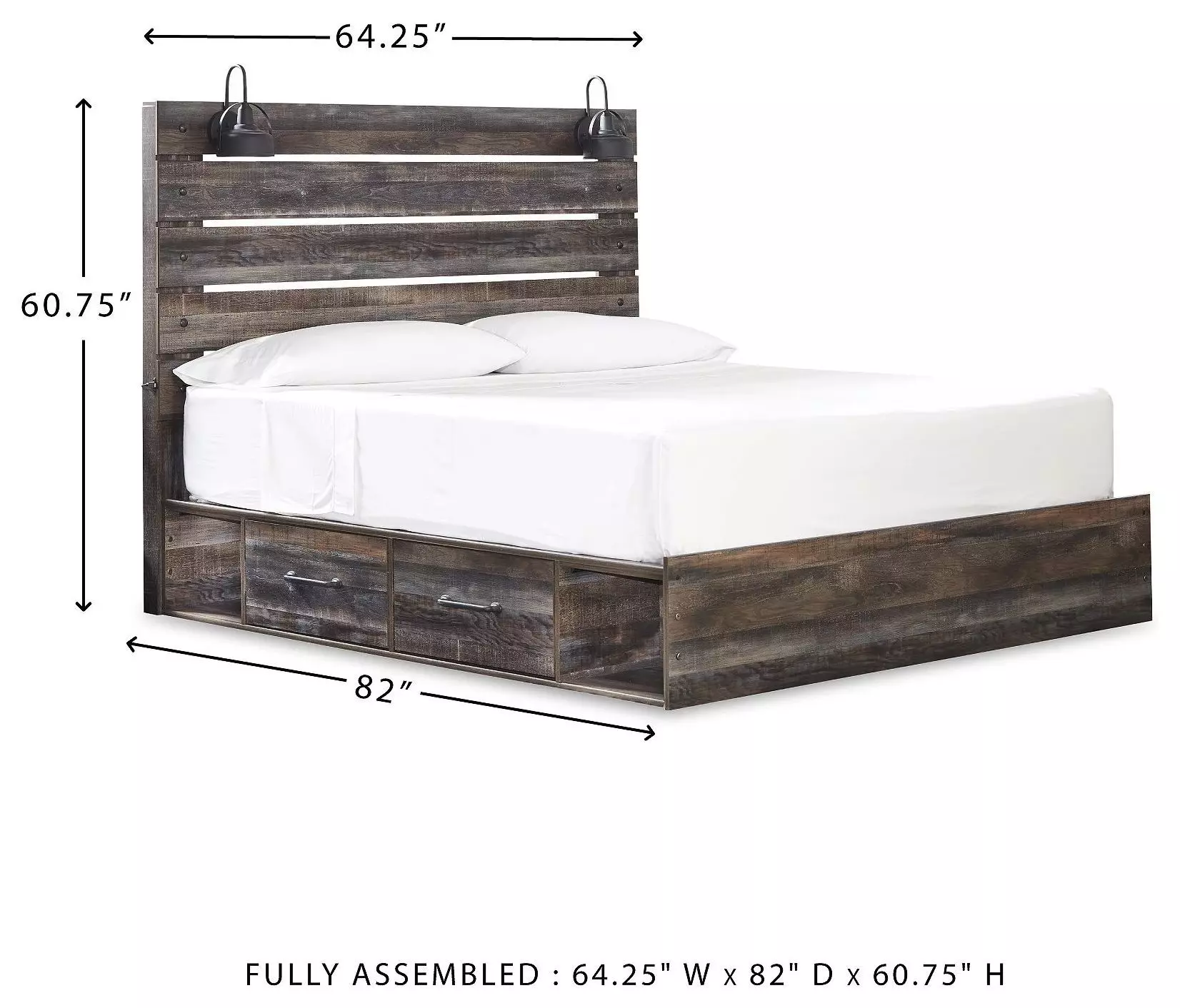 Drystan King Panel Bed with Side Storage Drawers