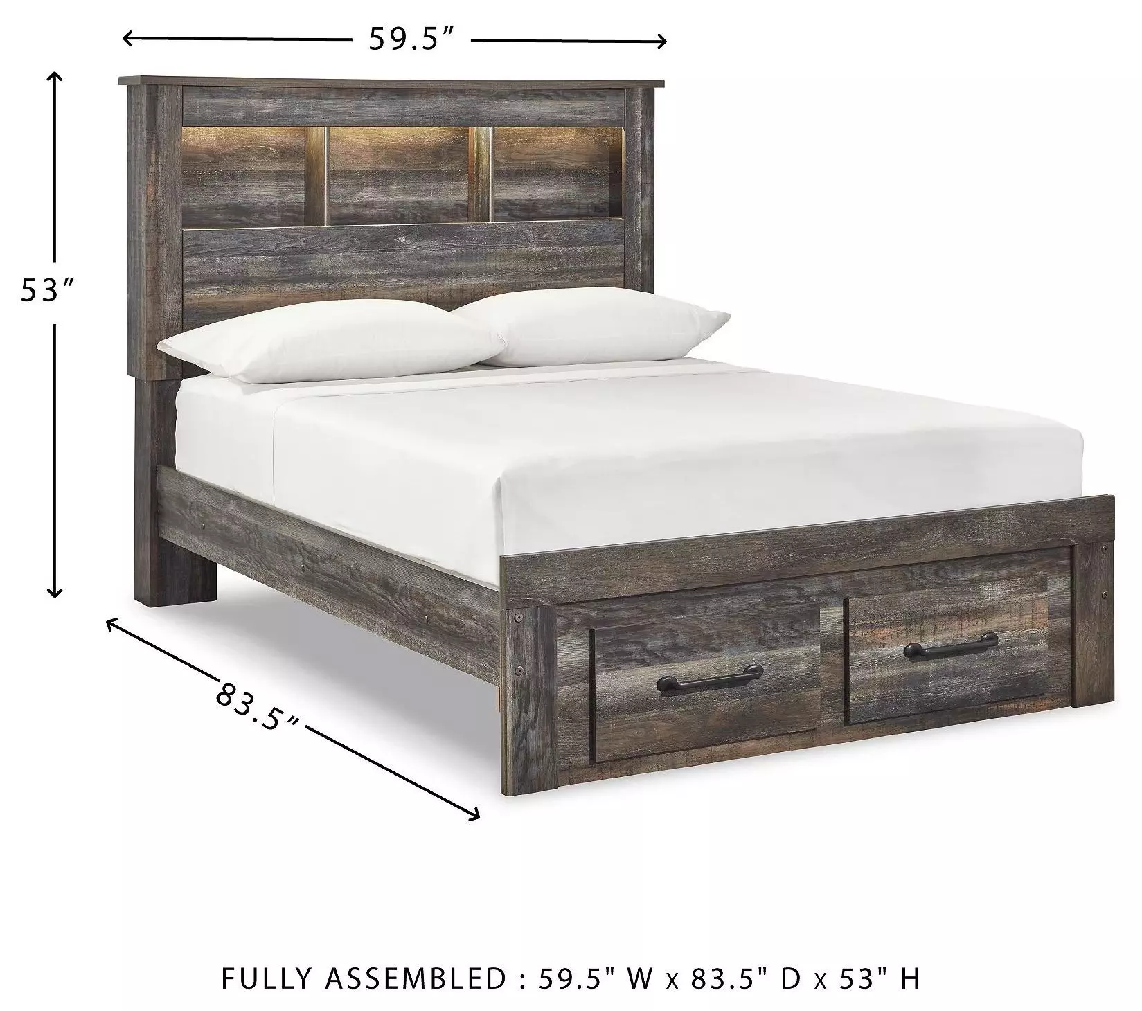 Drystan Full Bookcase Bed with Front Storage Footboard