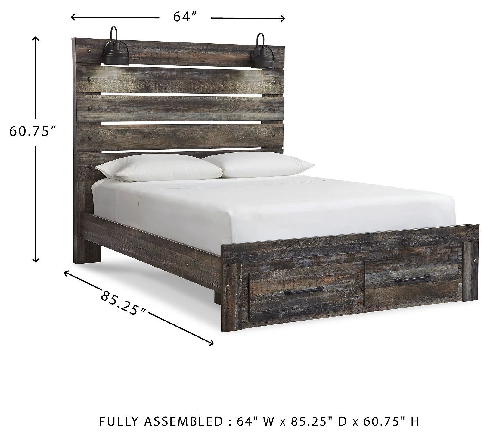 Drystan Queen Panel Bed with Front Storage Footboard