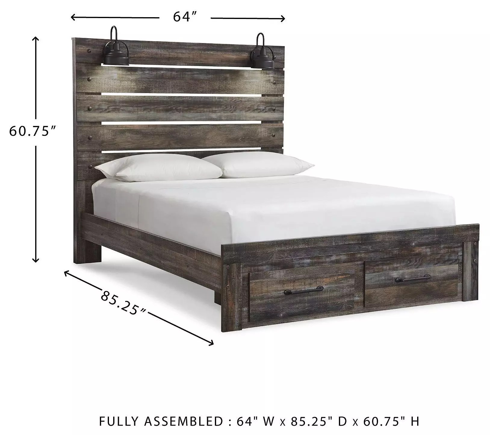 Drystan Queen Panel Bed with Front Storage Footboard