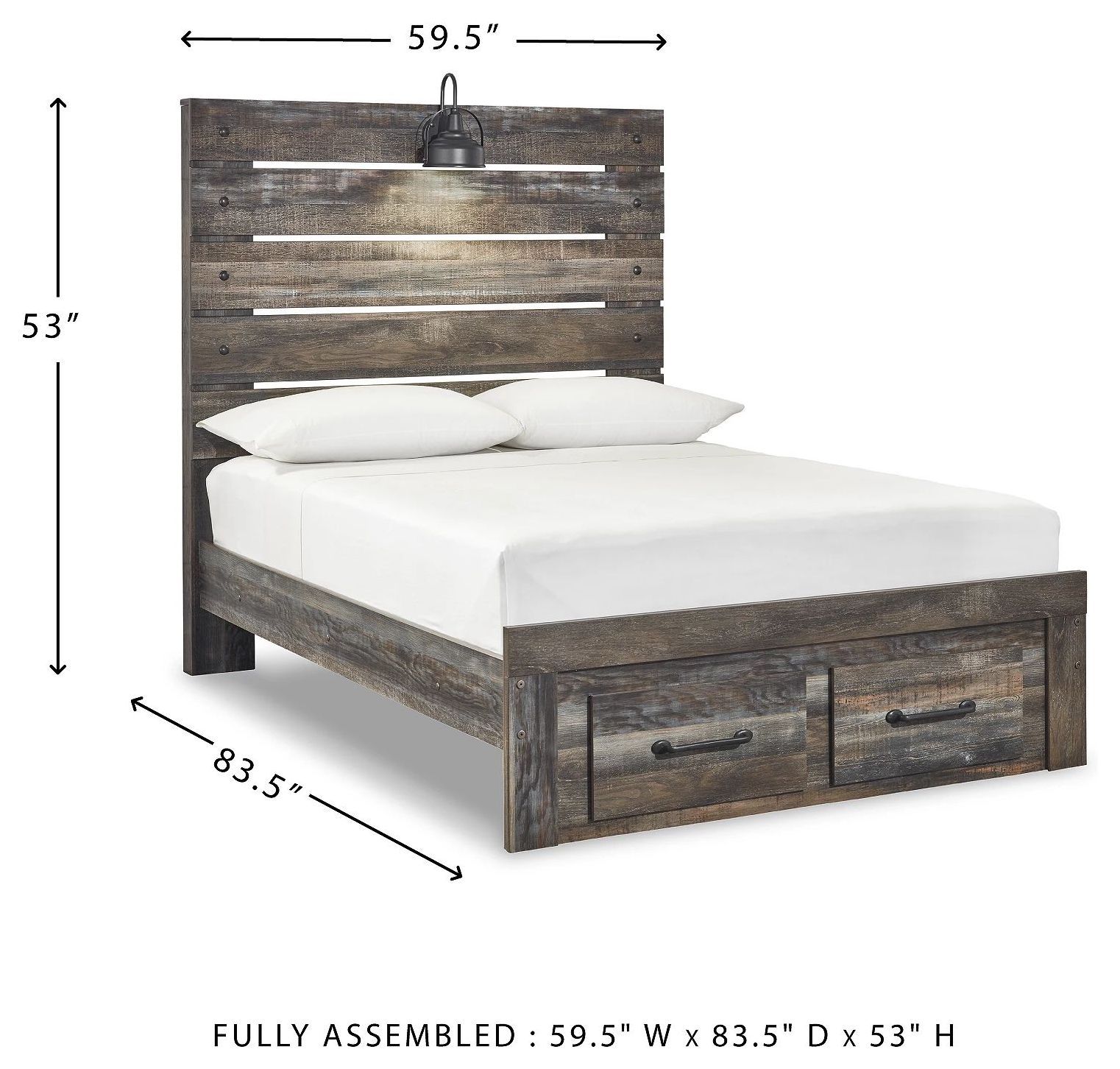 Drystan Full Panel Bed with Front Storage Footboard