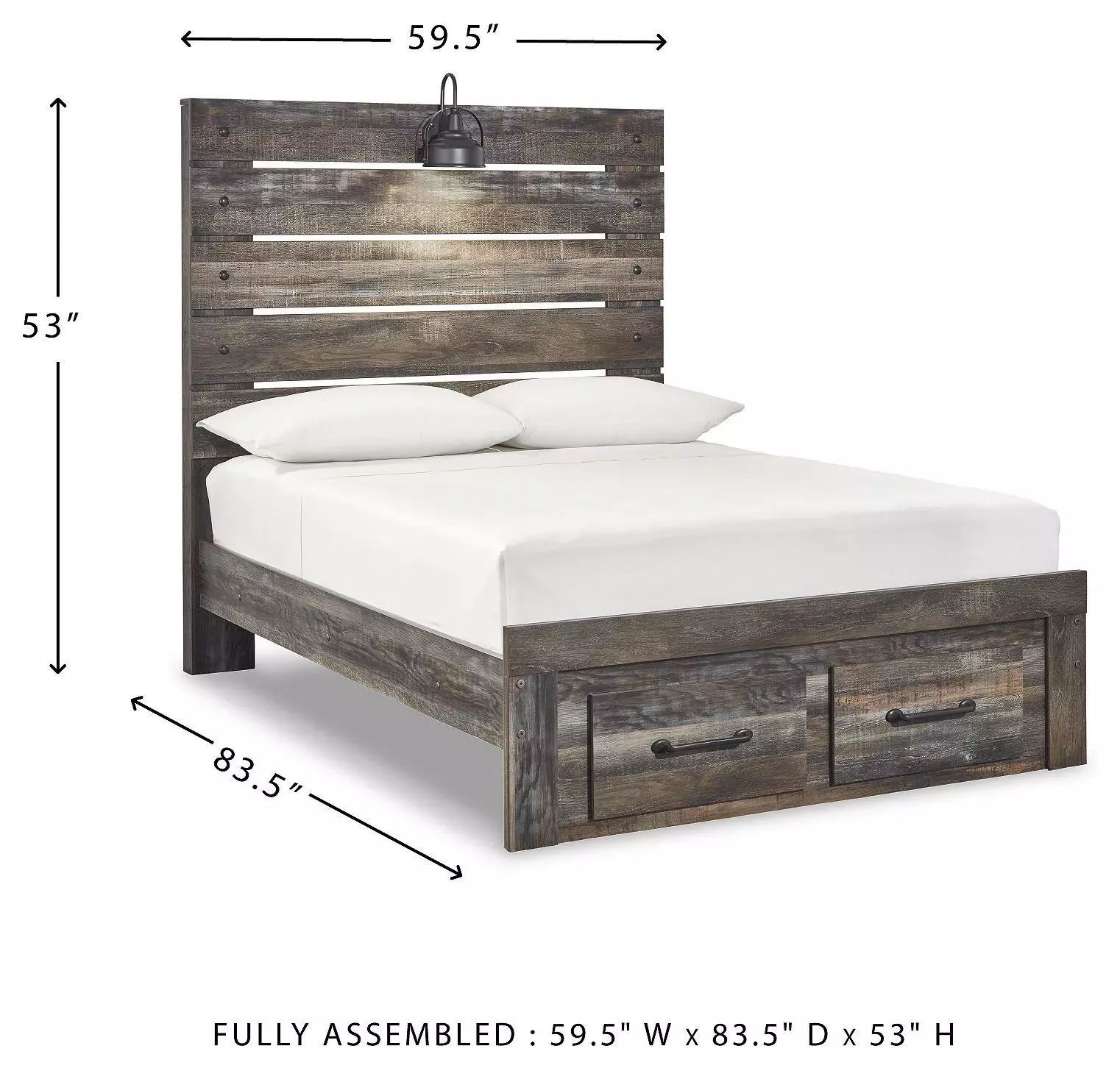 Drystan Full Panel Bed with Front Storage Footboard