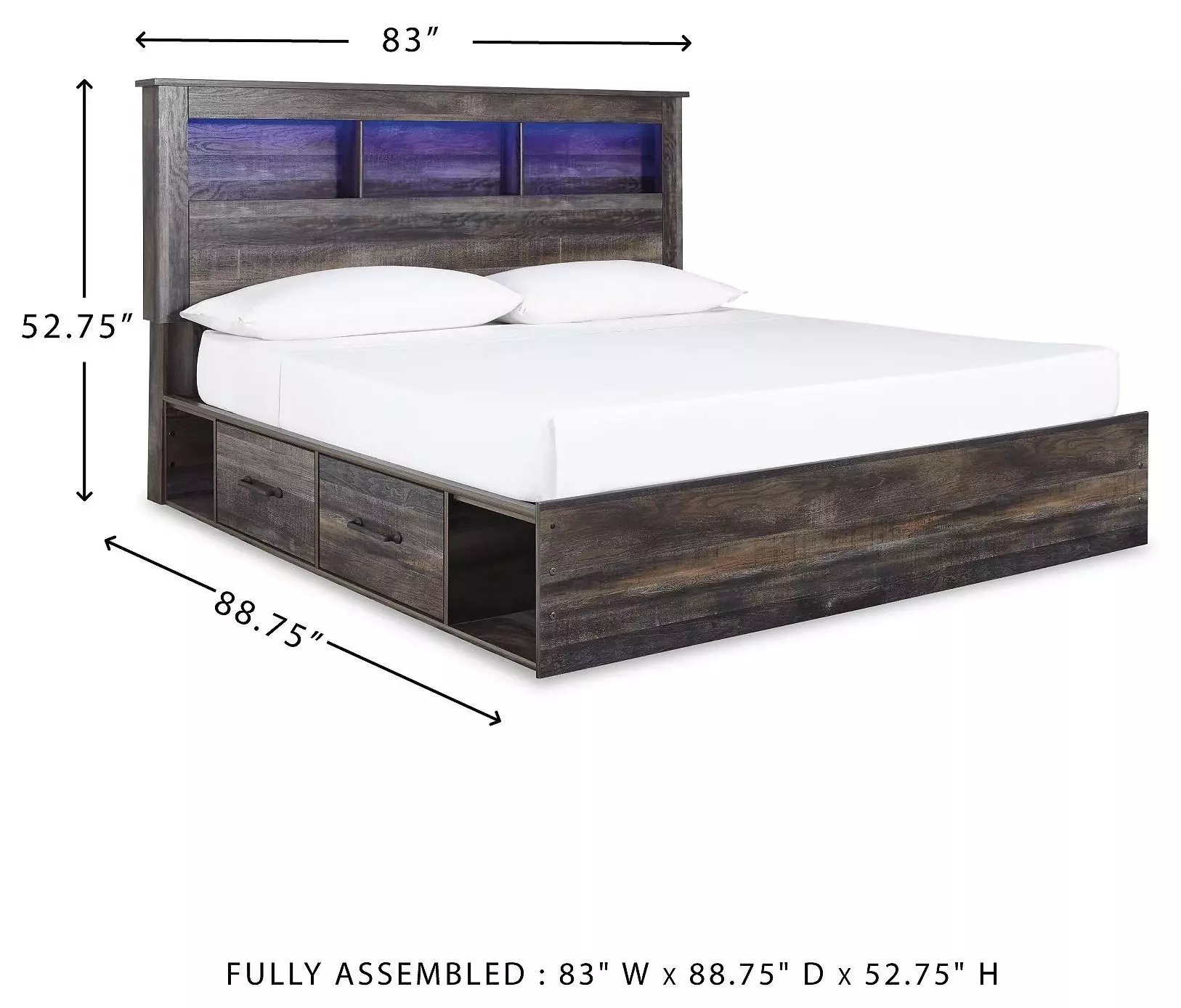 Drystan King Bookcase Bed with Single Sided Storage