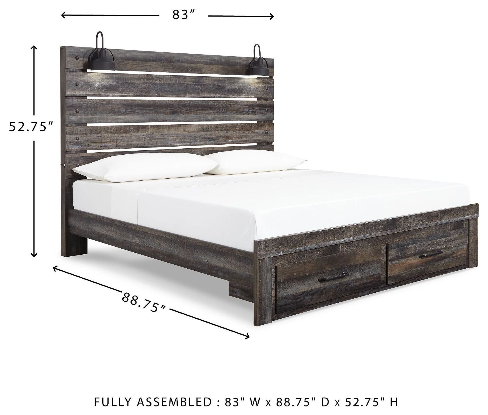 Drystan King Panel Bed with Front Storage Footboard