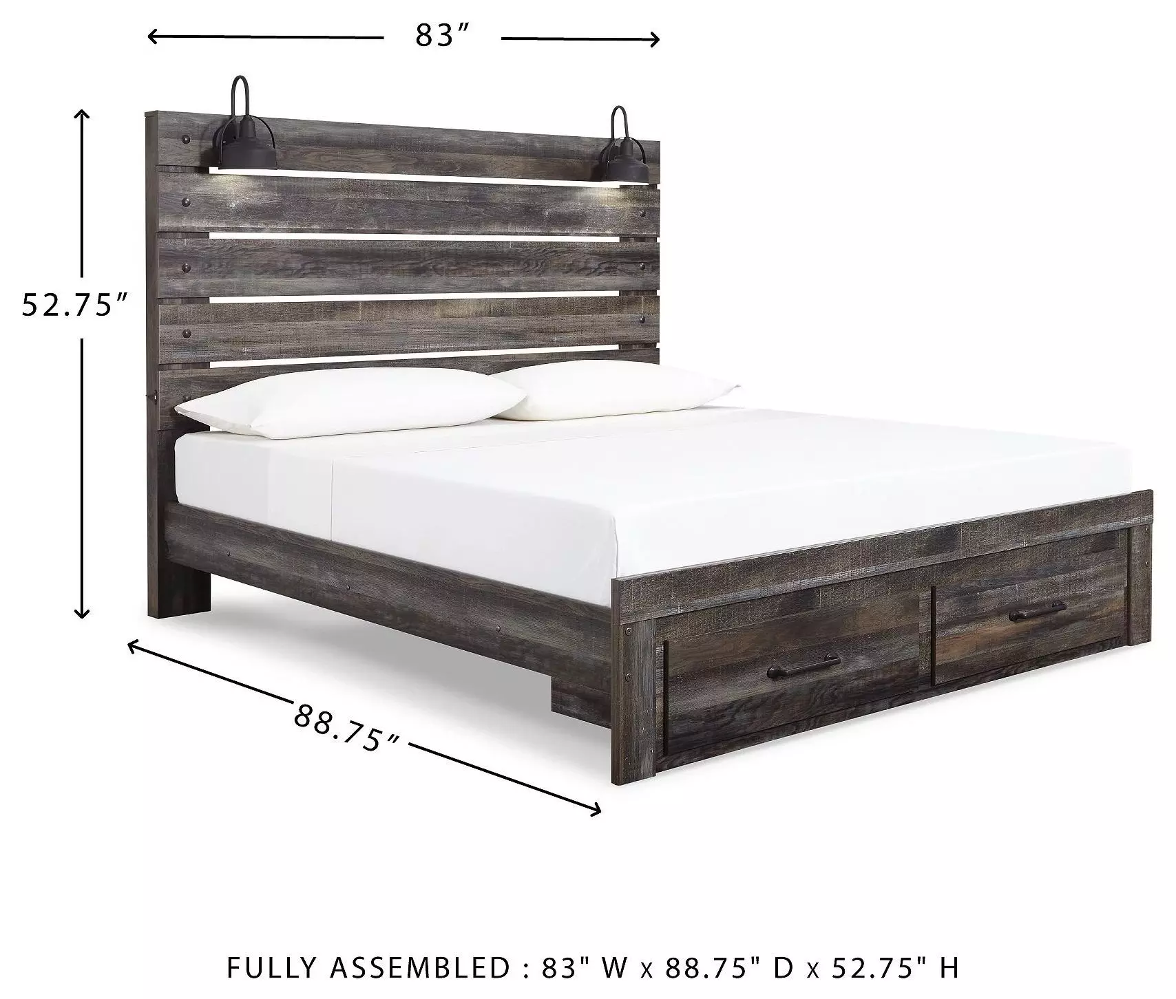 Drystan King Panel Bed with Front Storage Footboard