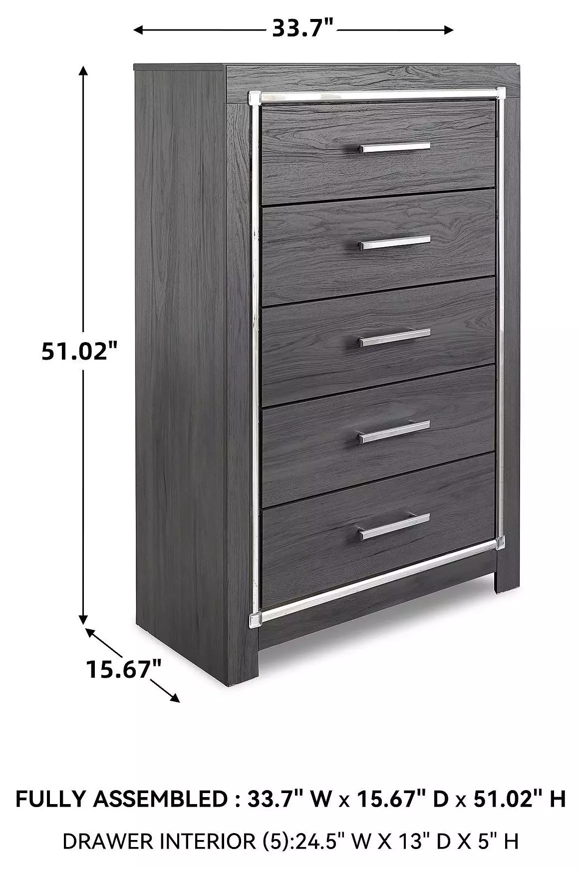 Lodanna Gray 5 Drawer Chest