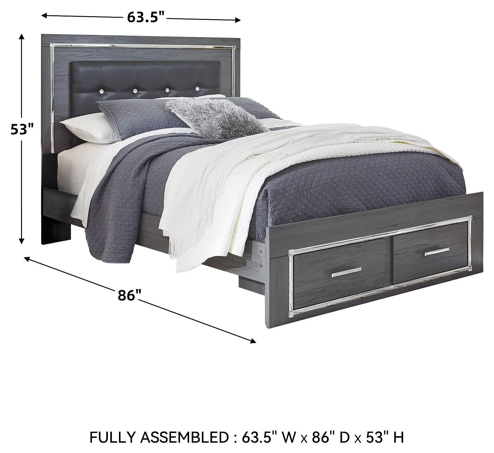 Lodanna Gray Queen Upholstered Platform Storage Bed
