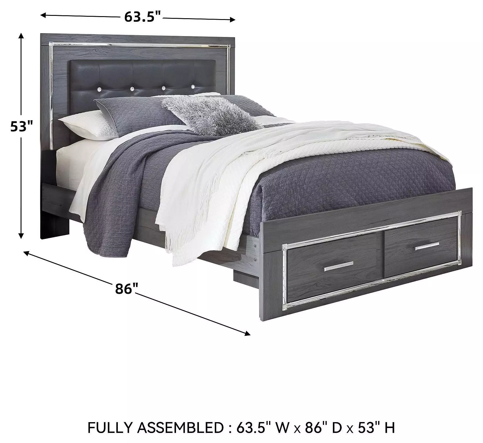 Lodanna Gray Queen Upholstered Platform Storage Bed
