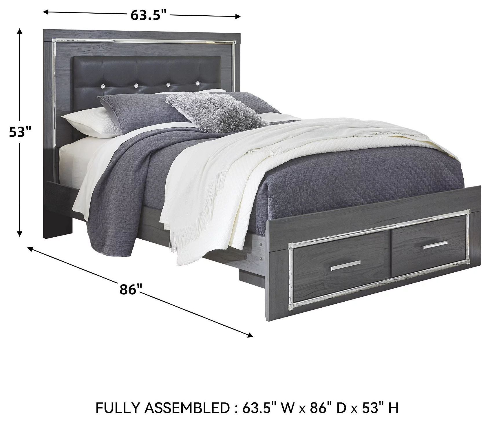 Lodanna Gray Queen Upholstered Panel Storage Bed