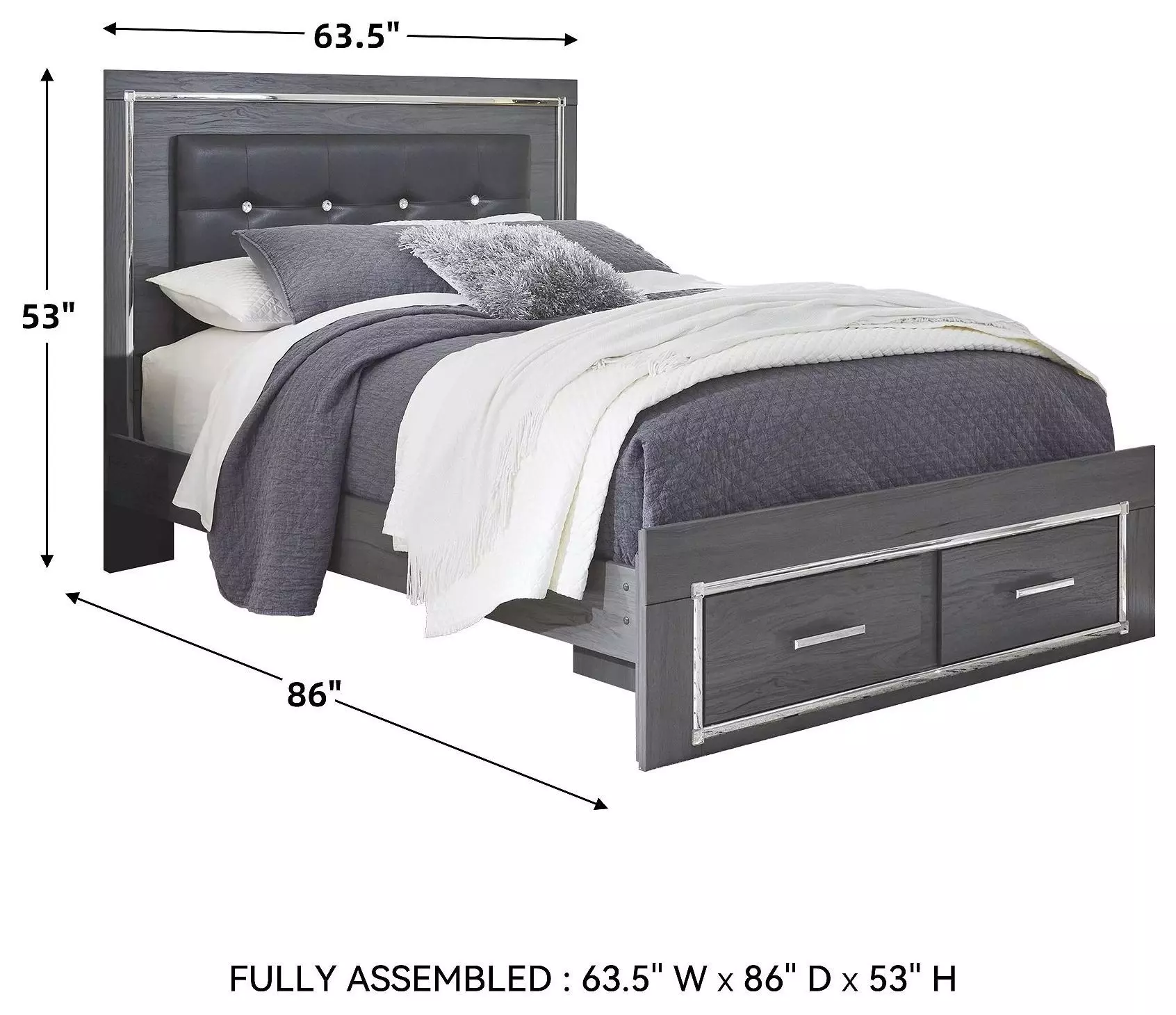 Lodanna Gray Queen Upholstered Panel Storage Bed