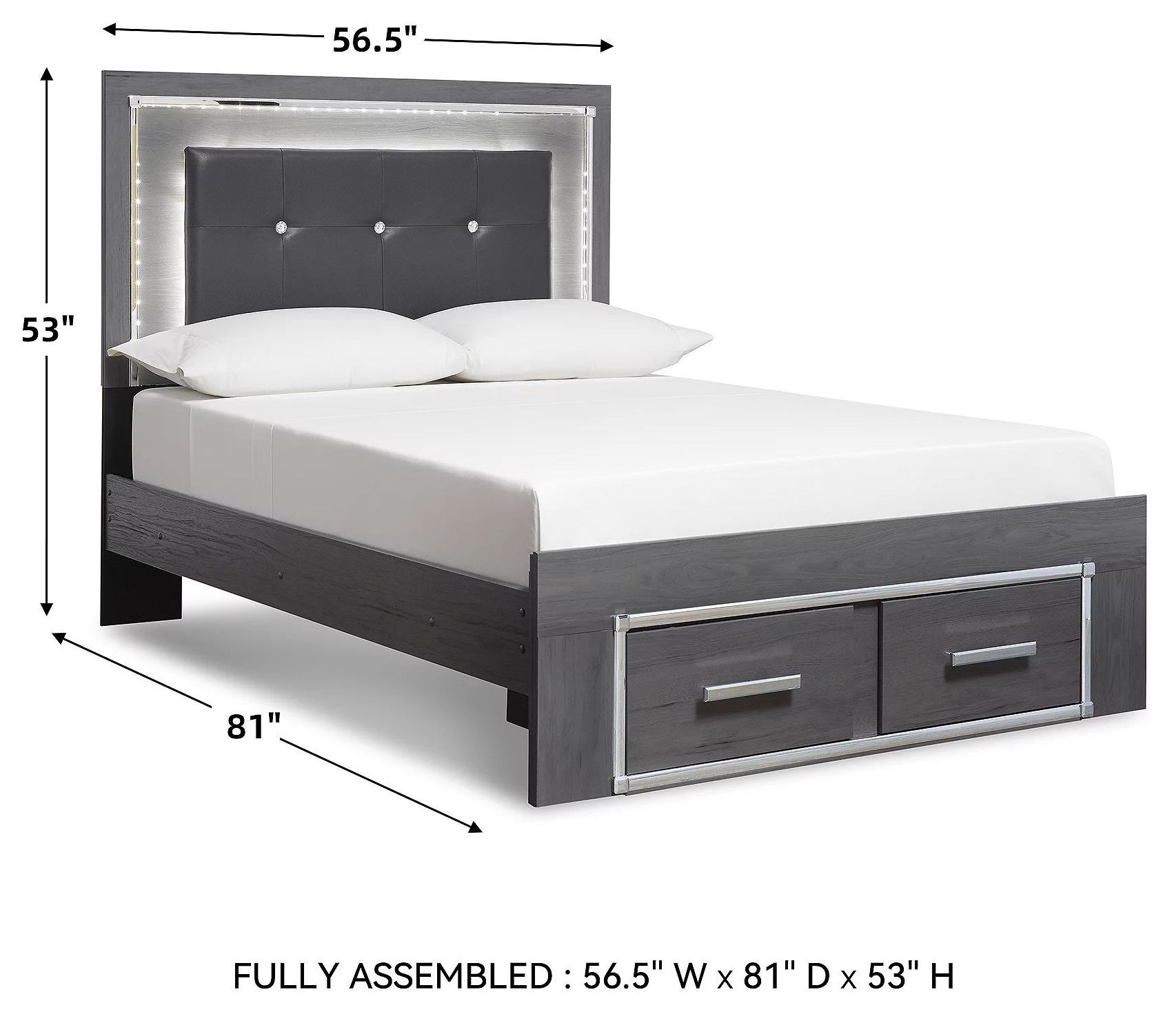 Lodanna Gray Full Upholstered Panel Storage Bed