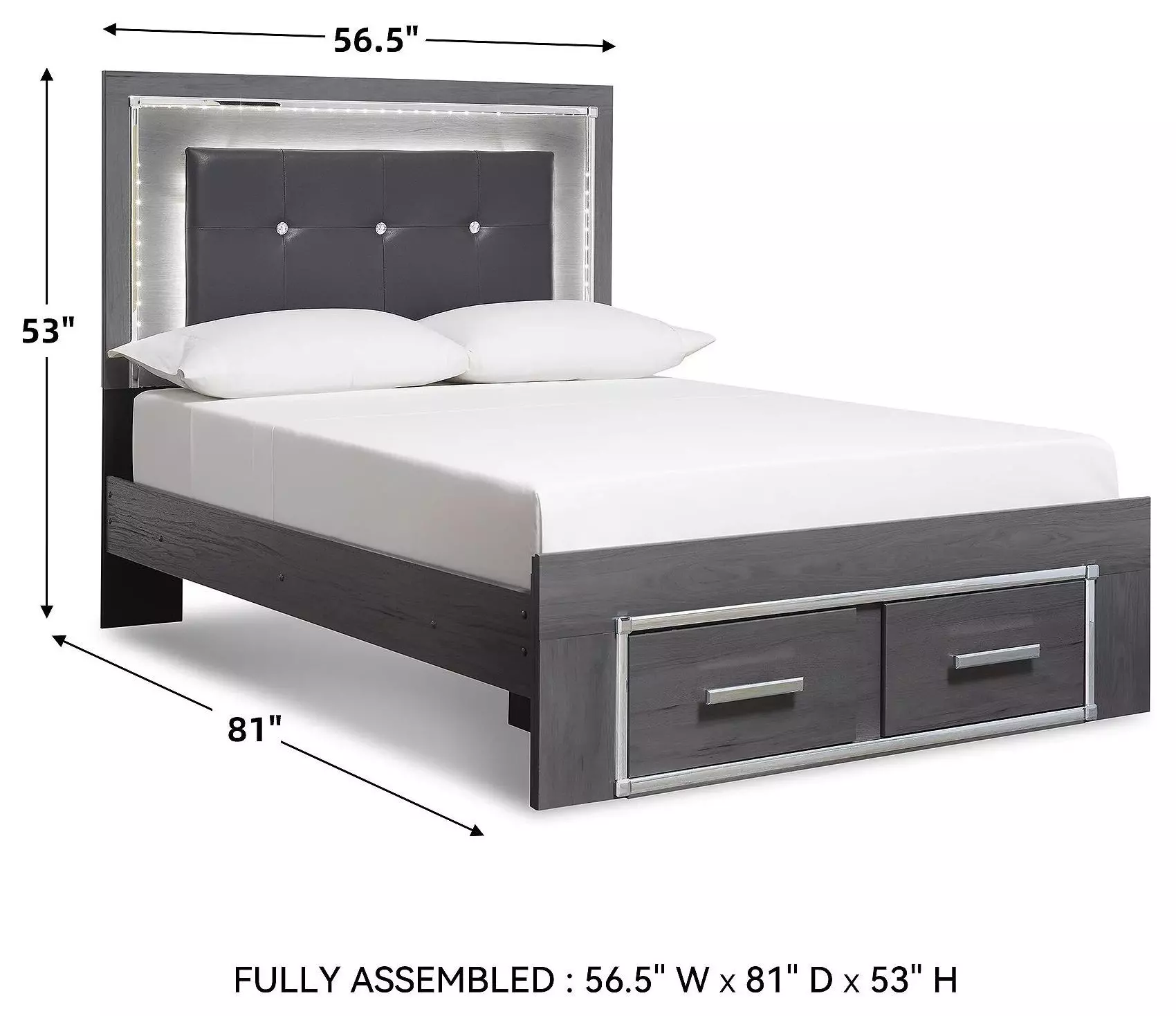 Lodanna Gray Full Upholstered Panel Storage Bed
