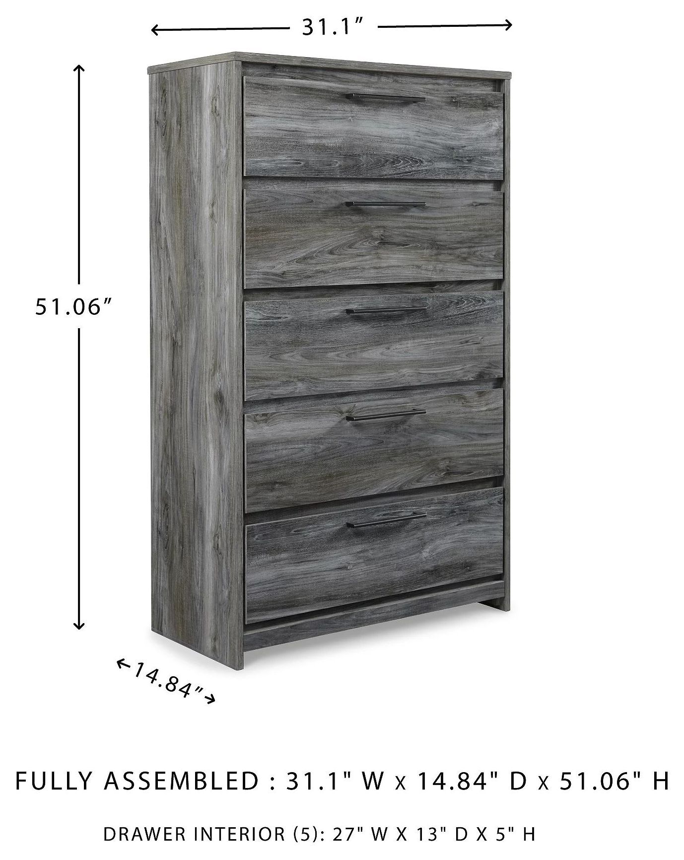 Baystorm Gray 5 Drawer Chest