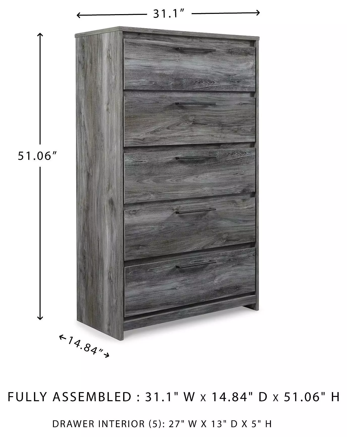 Baystorm Gray 5 Drawer Chest