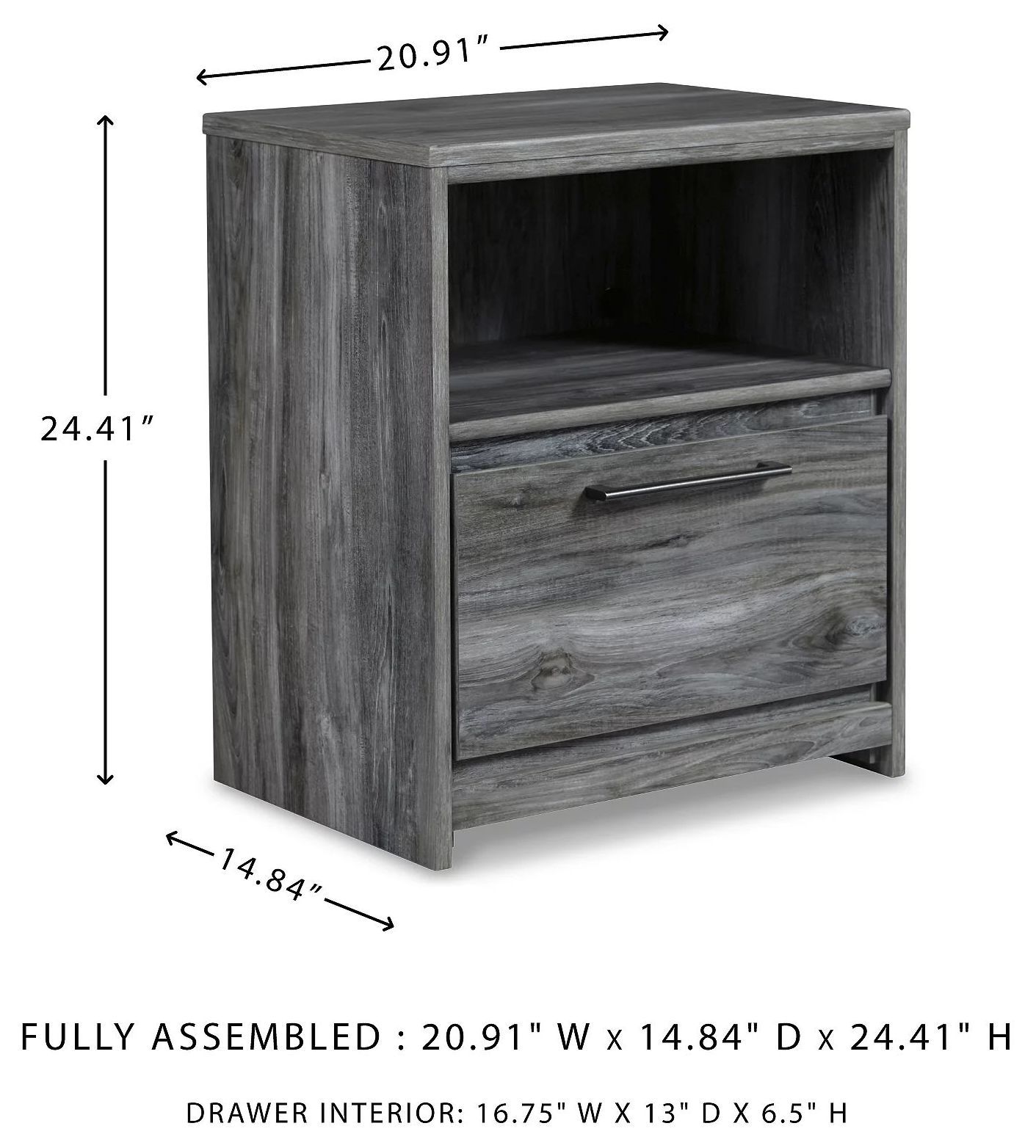 Baystorm Gray 1 Drawer Nightstand