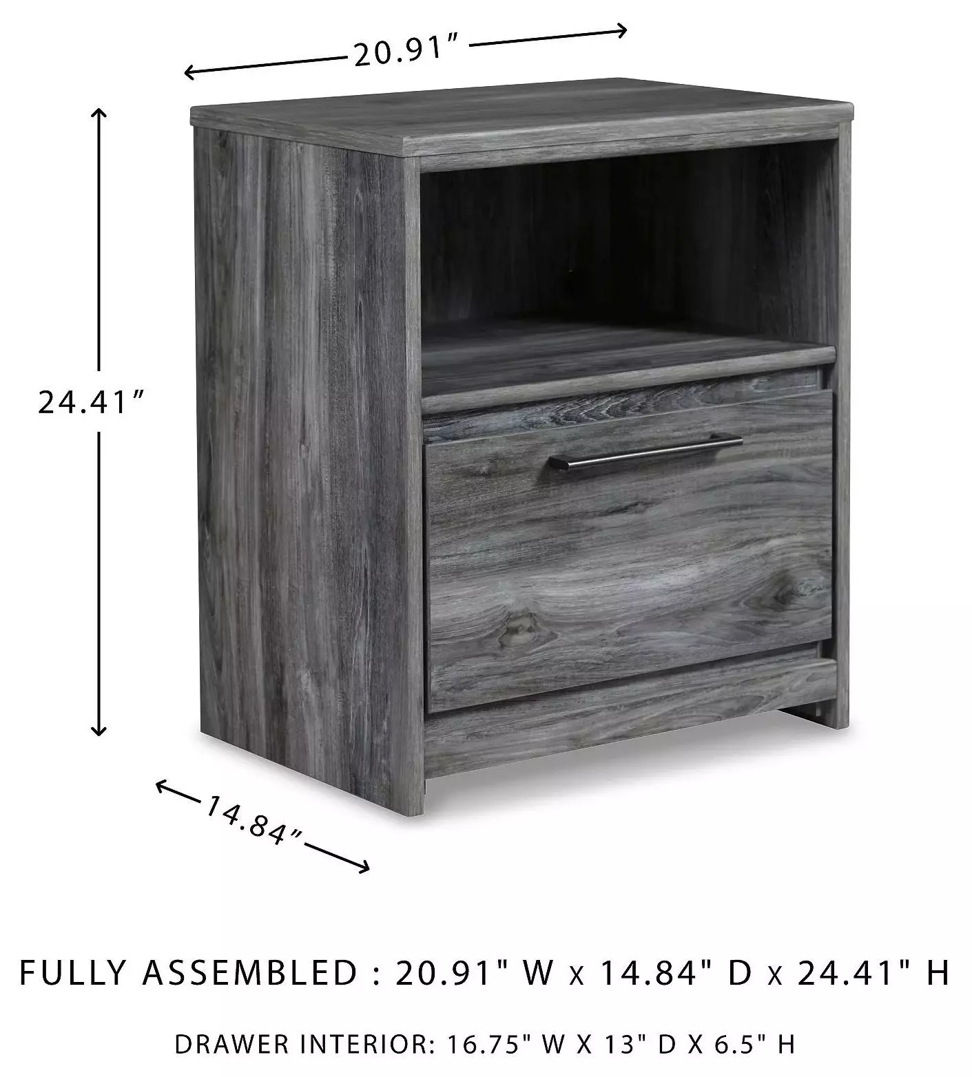 Baystorm Gray 1 Drawer Nightstand