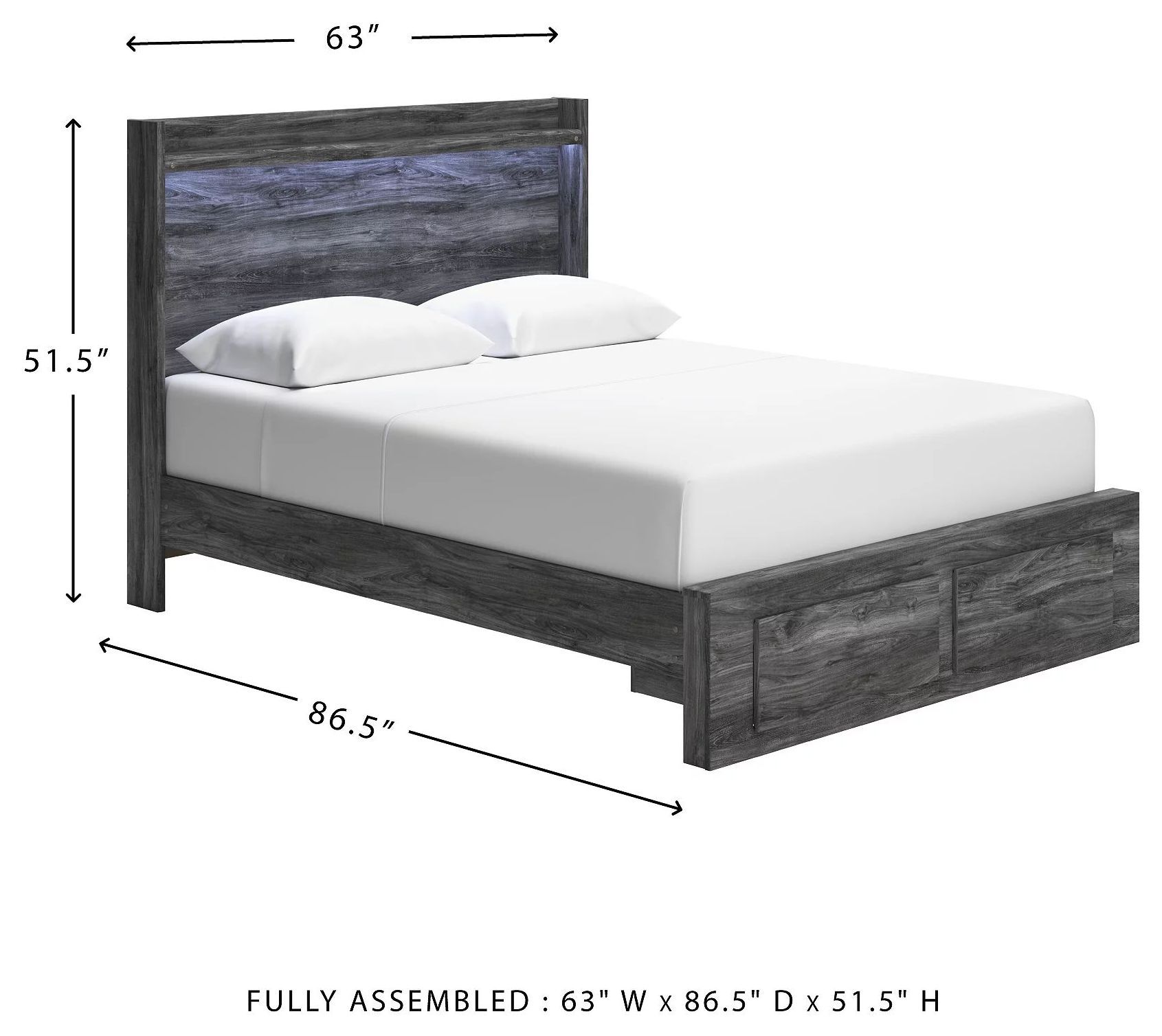Baystorm Gray Queen Platform Storage Bed