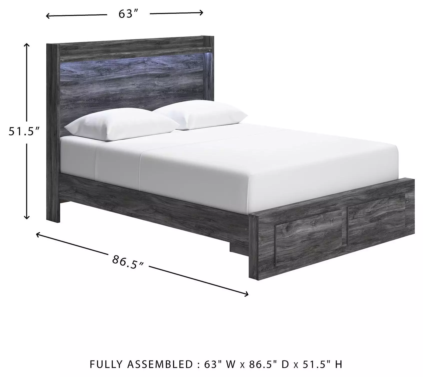 Baystorm Gray Queen Platform Storage Bed
