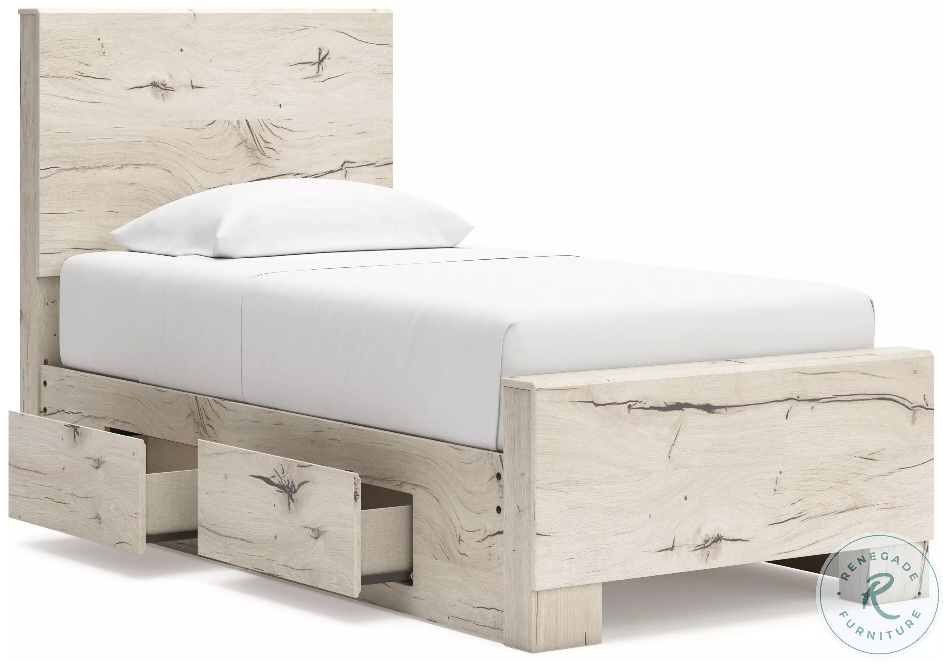 Lawroy Light Natural Twin Panel Bed with Double Side Storage