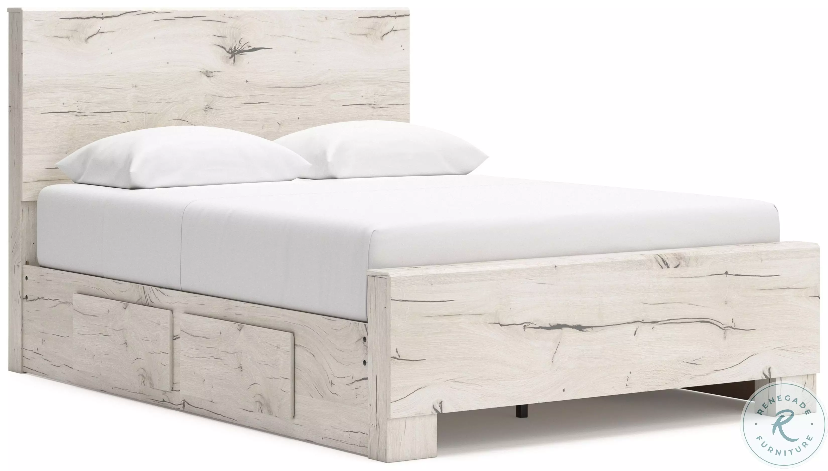 Lawroy Light Natural Queen Panel Bed with Double Side Storage From