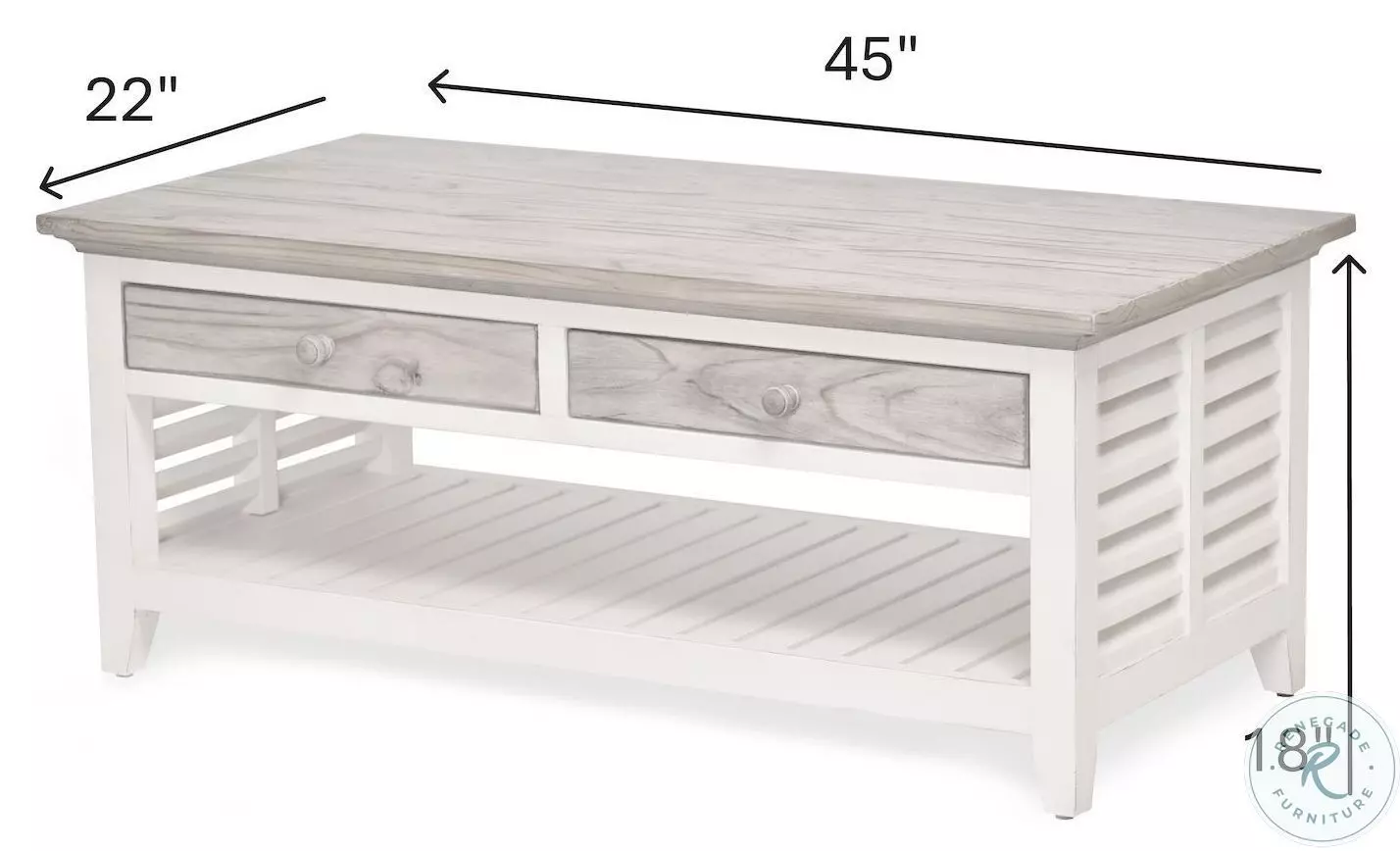 Island Haven Dapple Grey and Blanc Rectangular Coffee Table