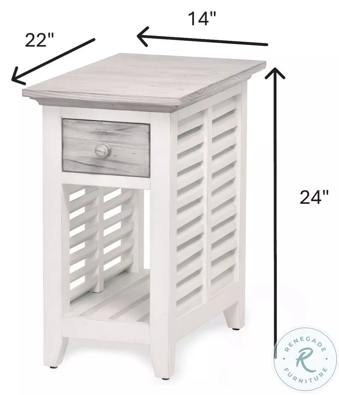 Island Haven Dapple Grey and Blanc Rectangular Chairside Table