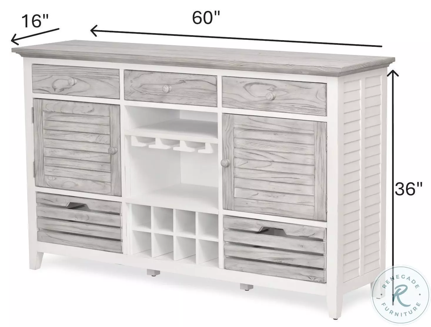Island Haven Dapple Grey and Blanc 2 Door Sideboard