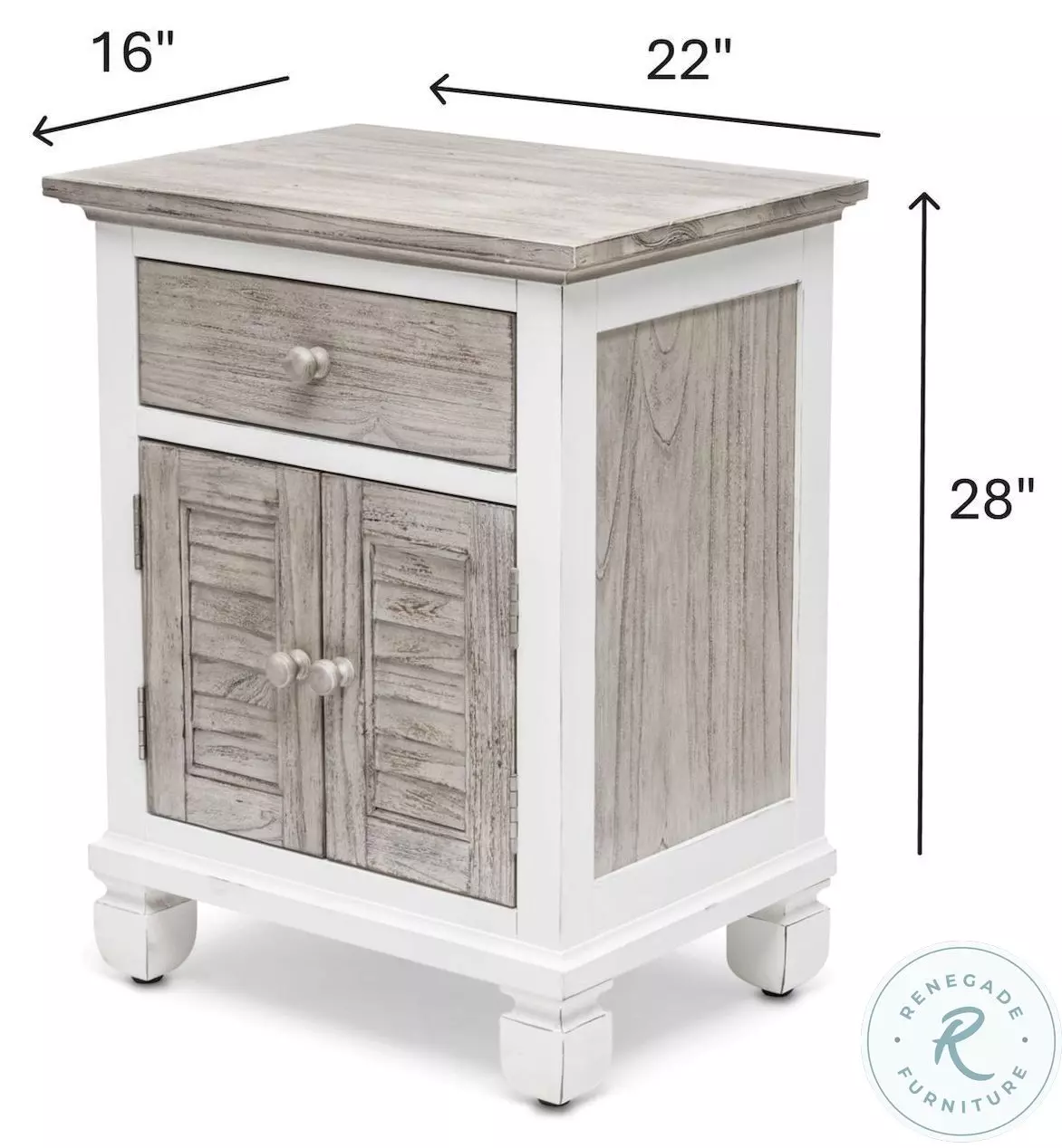 Island Haven Dapple Grey and Blanc 1 Drawer and 2 Door Nightstand with USB Charging