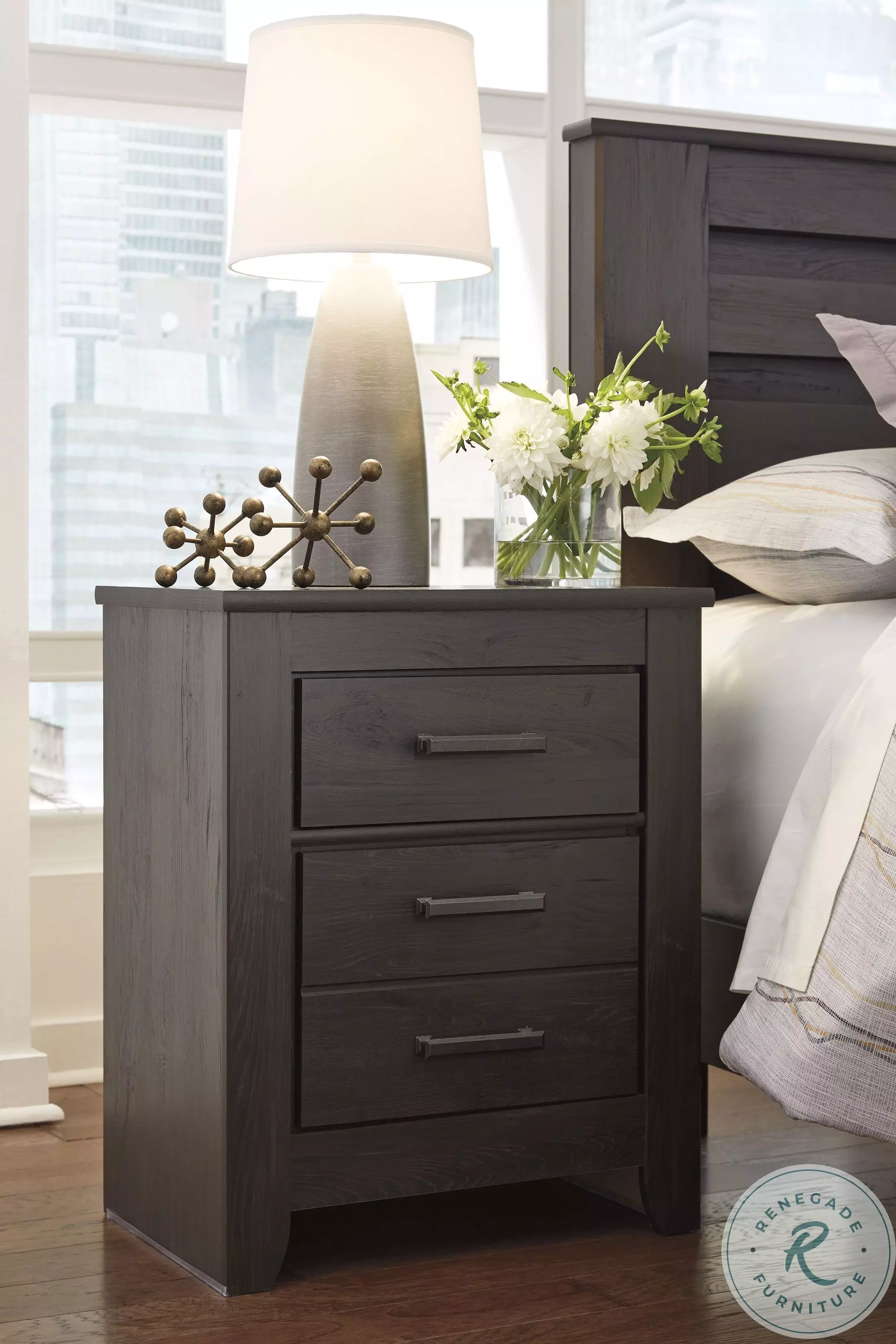 Brinxton Charcoal Gray 2 Drawer Nightstand from Ashley