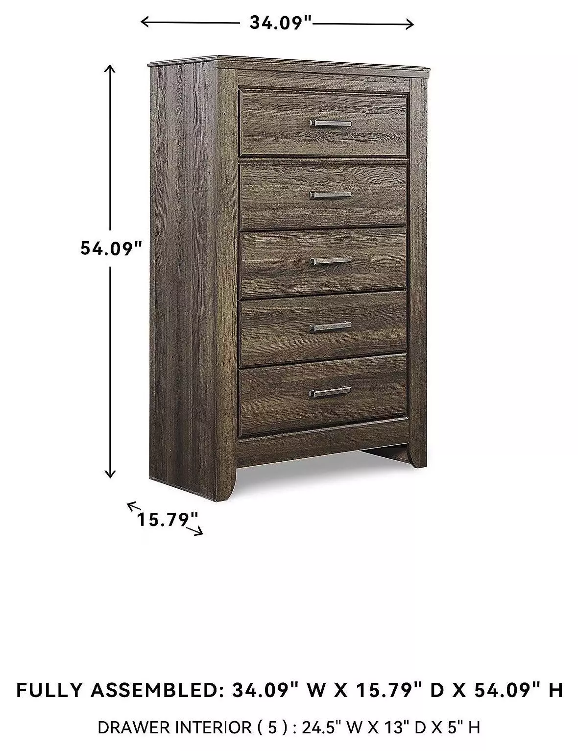 Juararo Dark Brown Five Drawer Chest