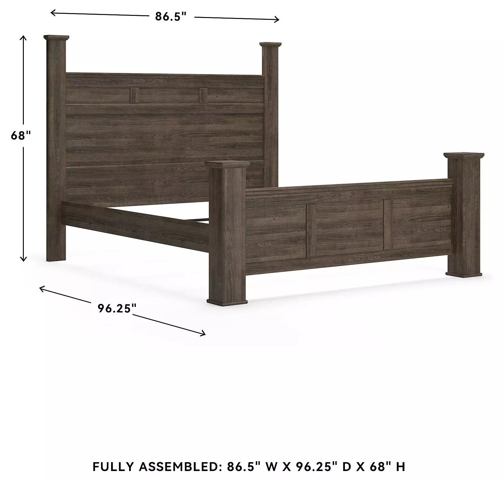 Juararo Dark Brown California King Poster Bed