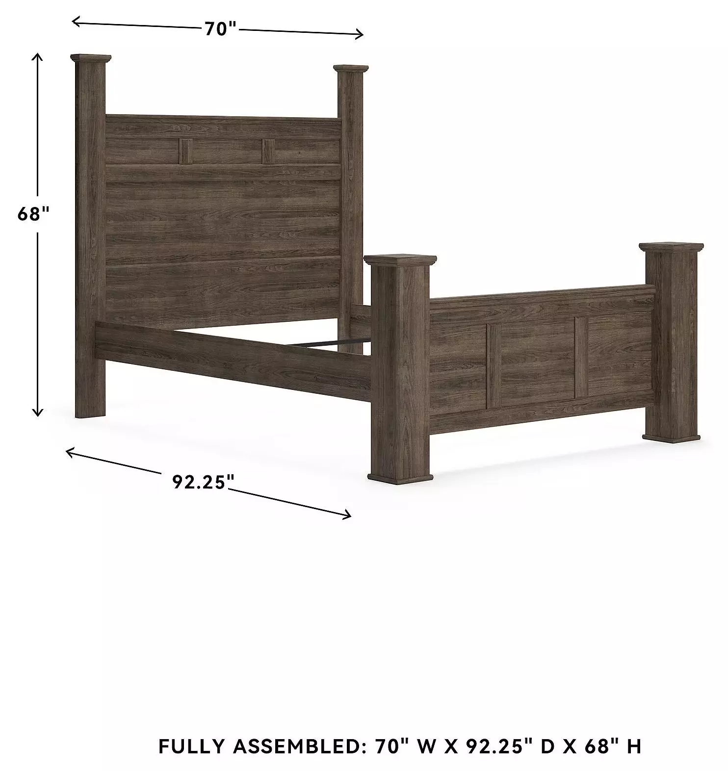 Juararo Dark Brown Queen Poster Bed