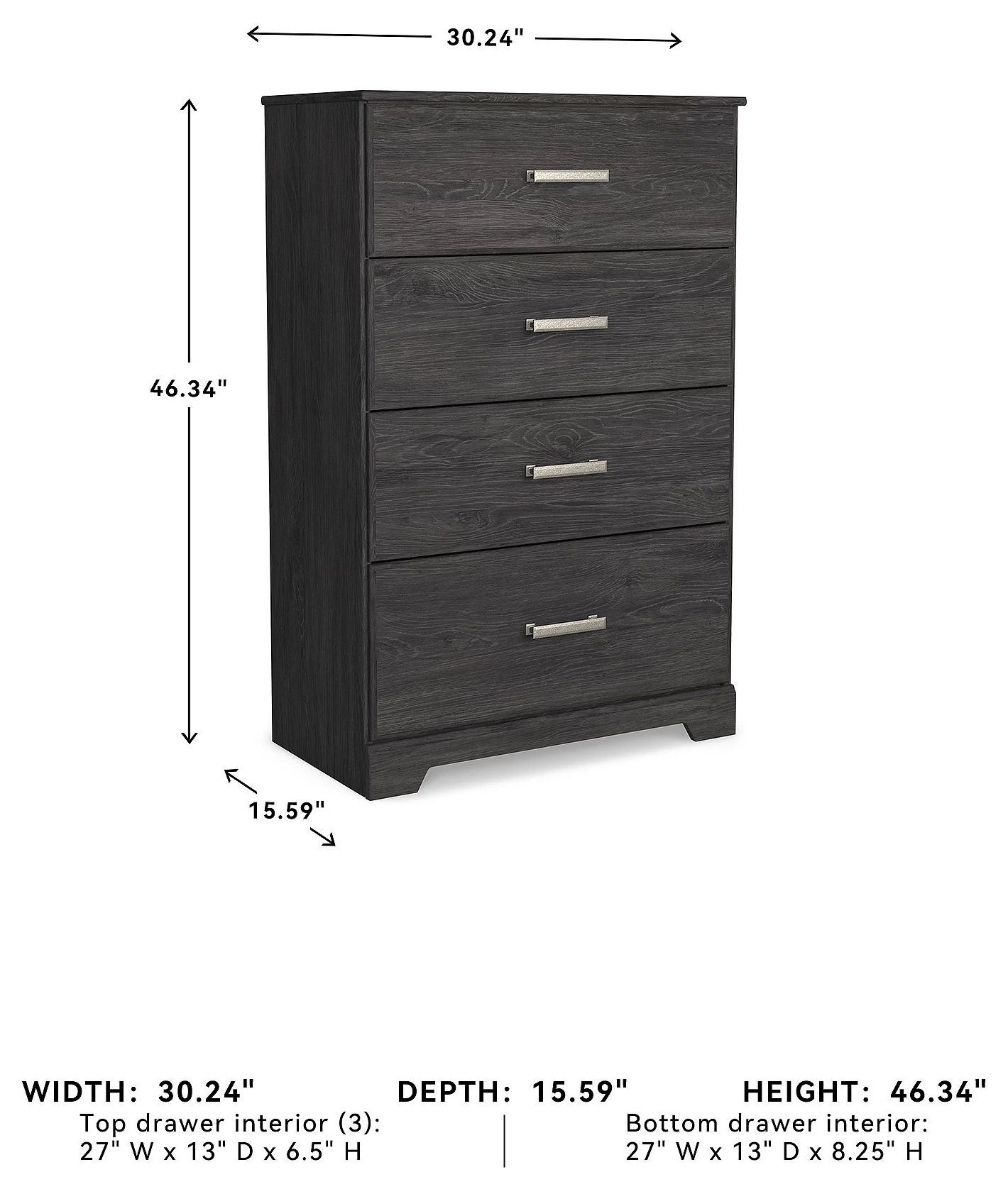 Belachime Black 4 Drawers Chest