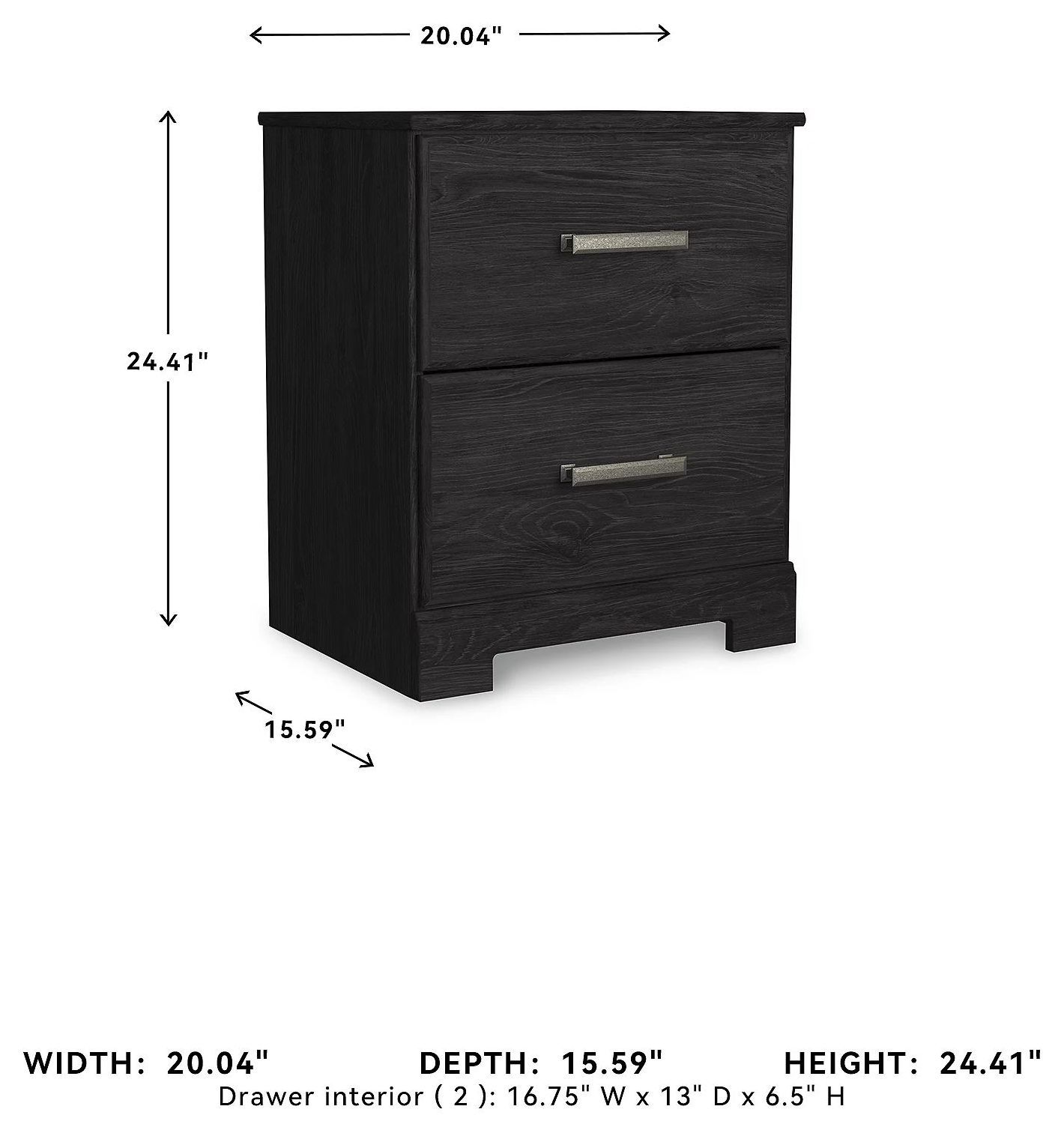 Belachime Black Nightstand