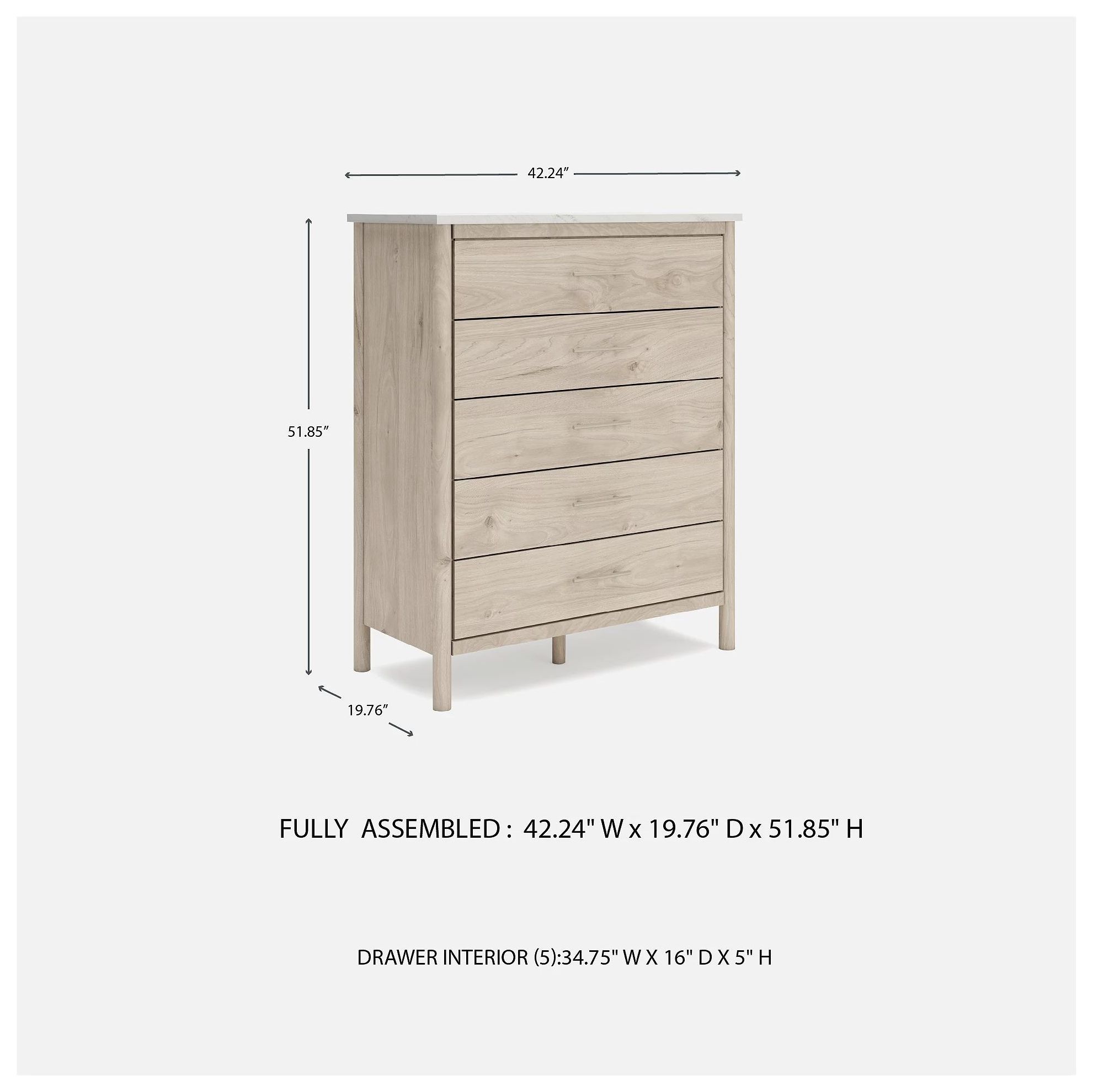 Cadmori Tan And White 5 Drawer Wide Chest