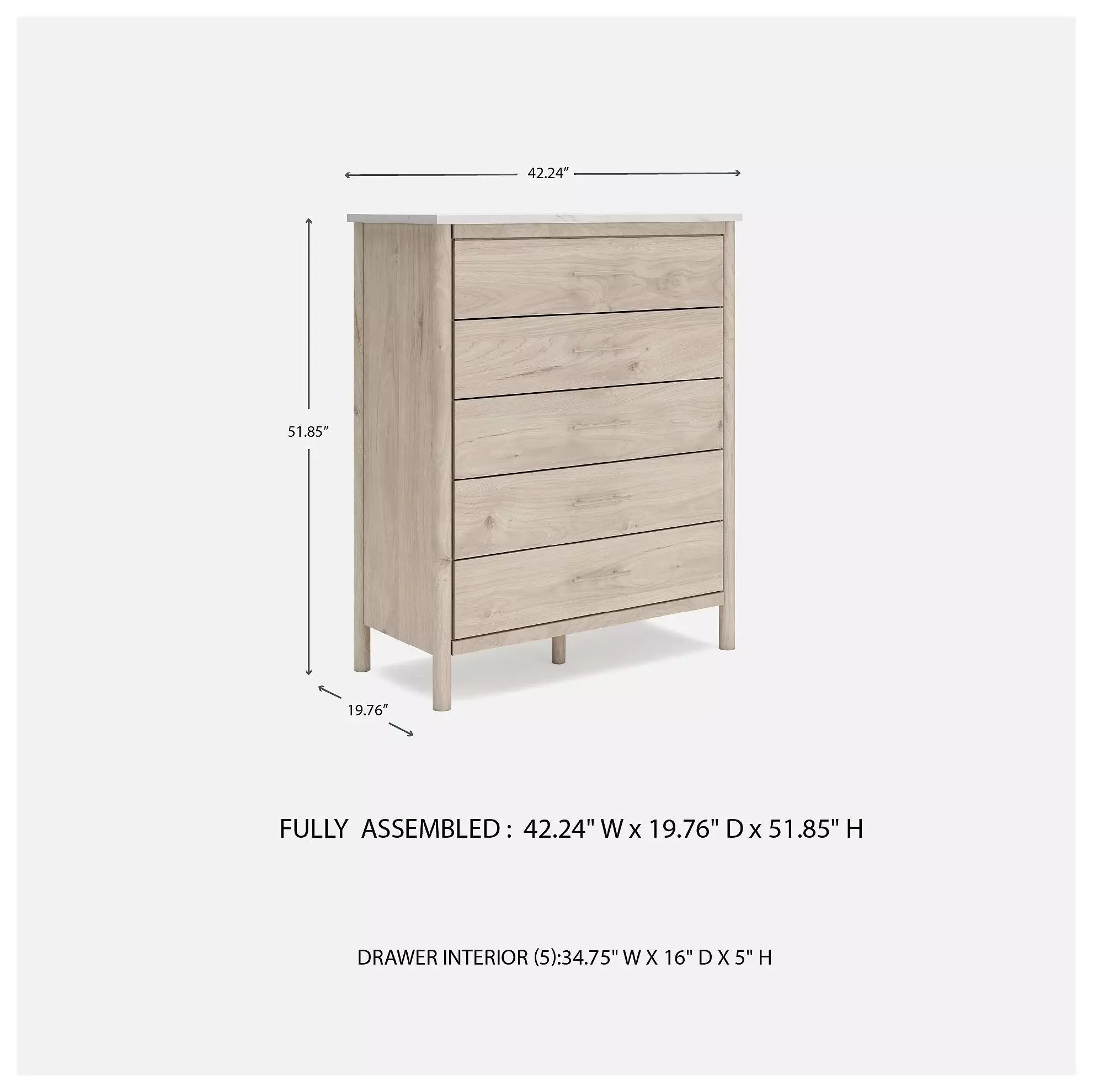 Cadmori Tan And White 5 Drawer Wide Chest