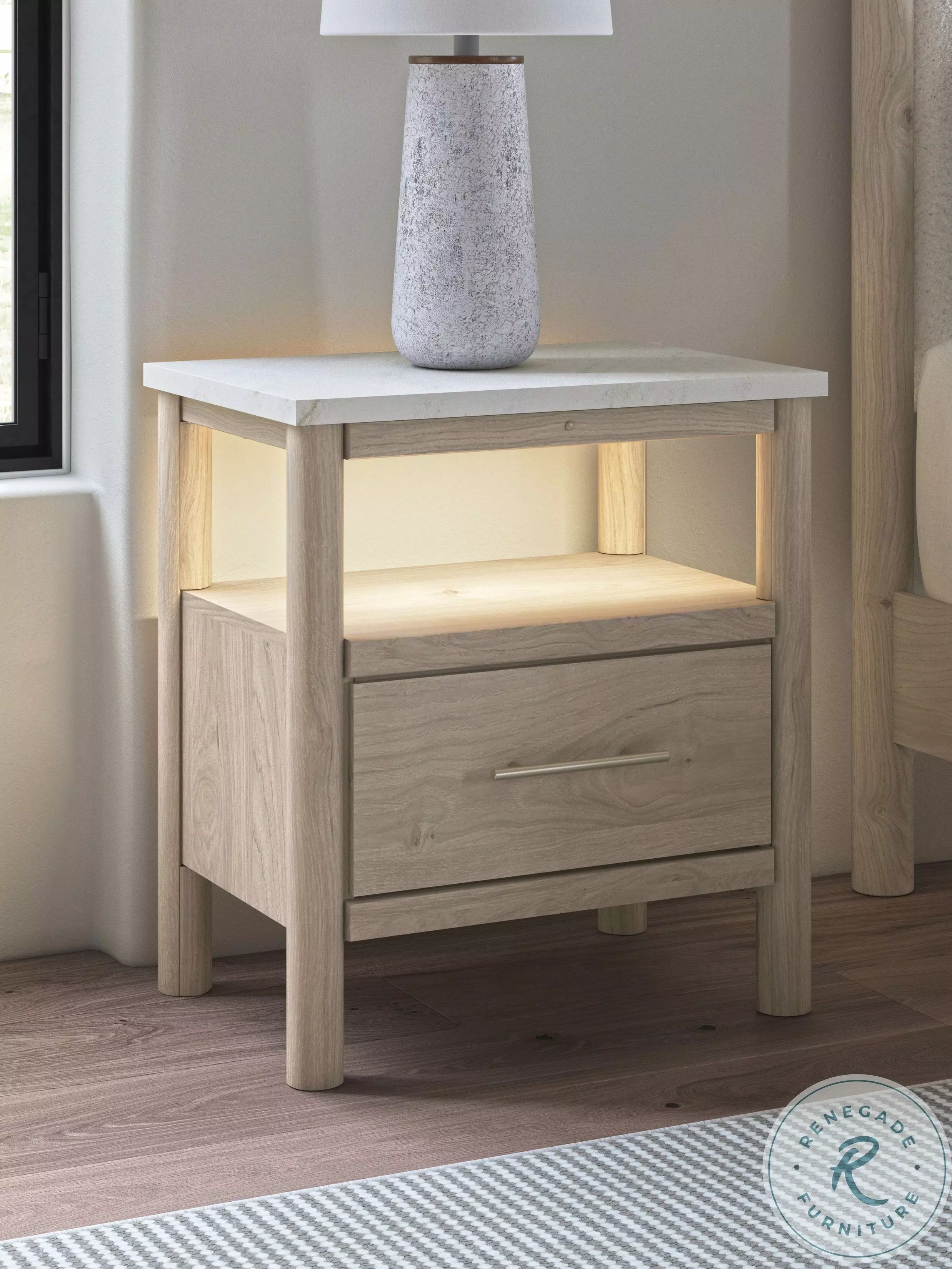 Cadmori Tan And White 1 Drawer Nightstand From Ashley Furniture