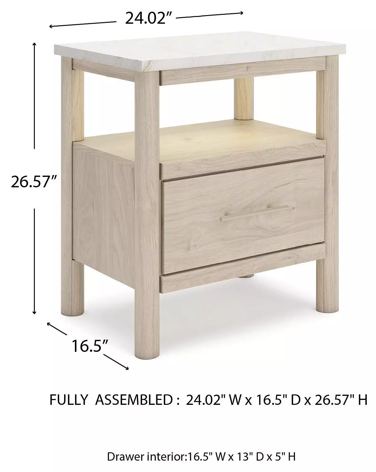 Cadmori Tan And White 1 Drawer Nightstand