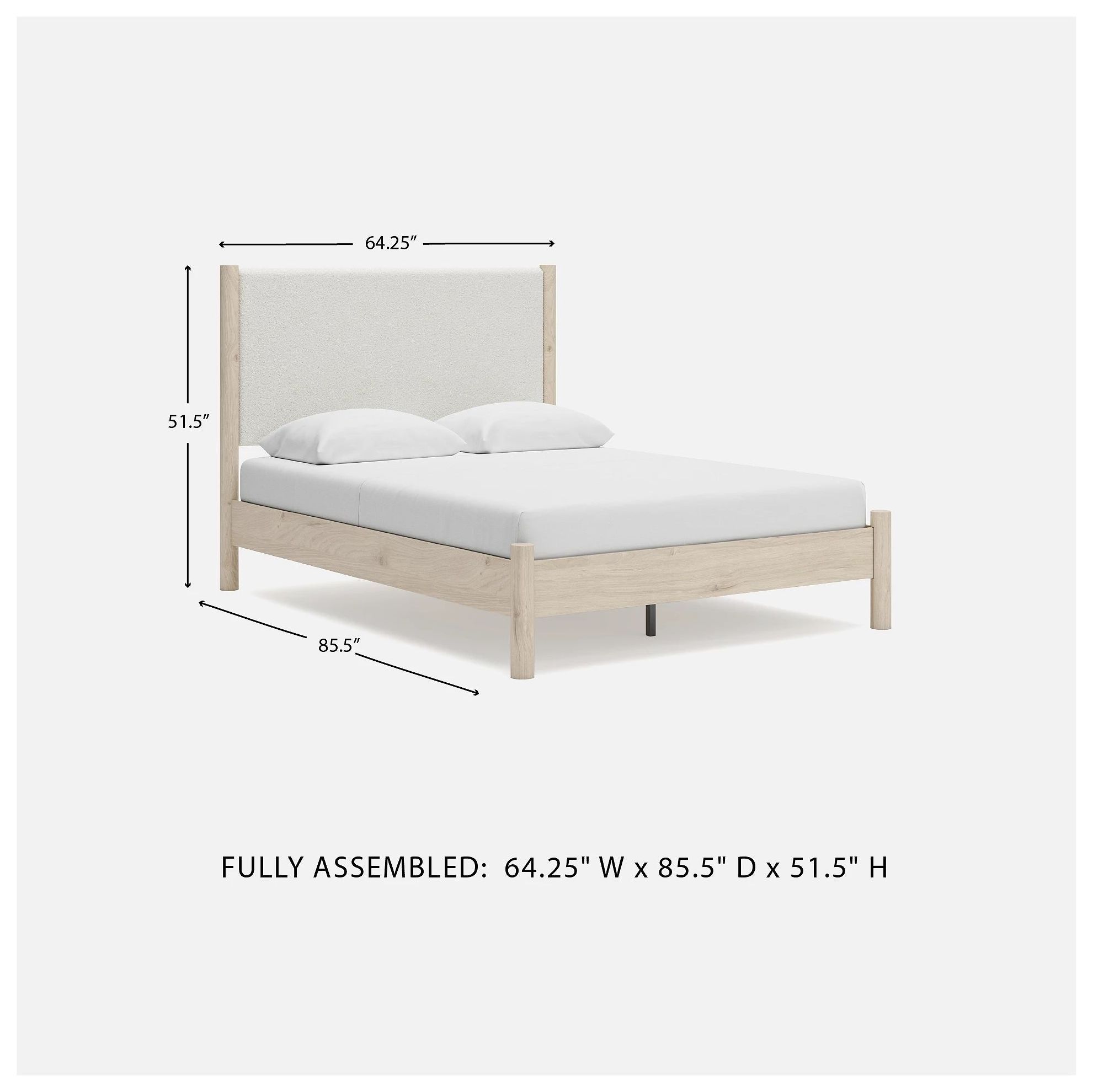 Cadmori Tan And White Queen Upholstered Panel Bed