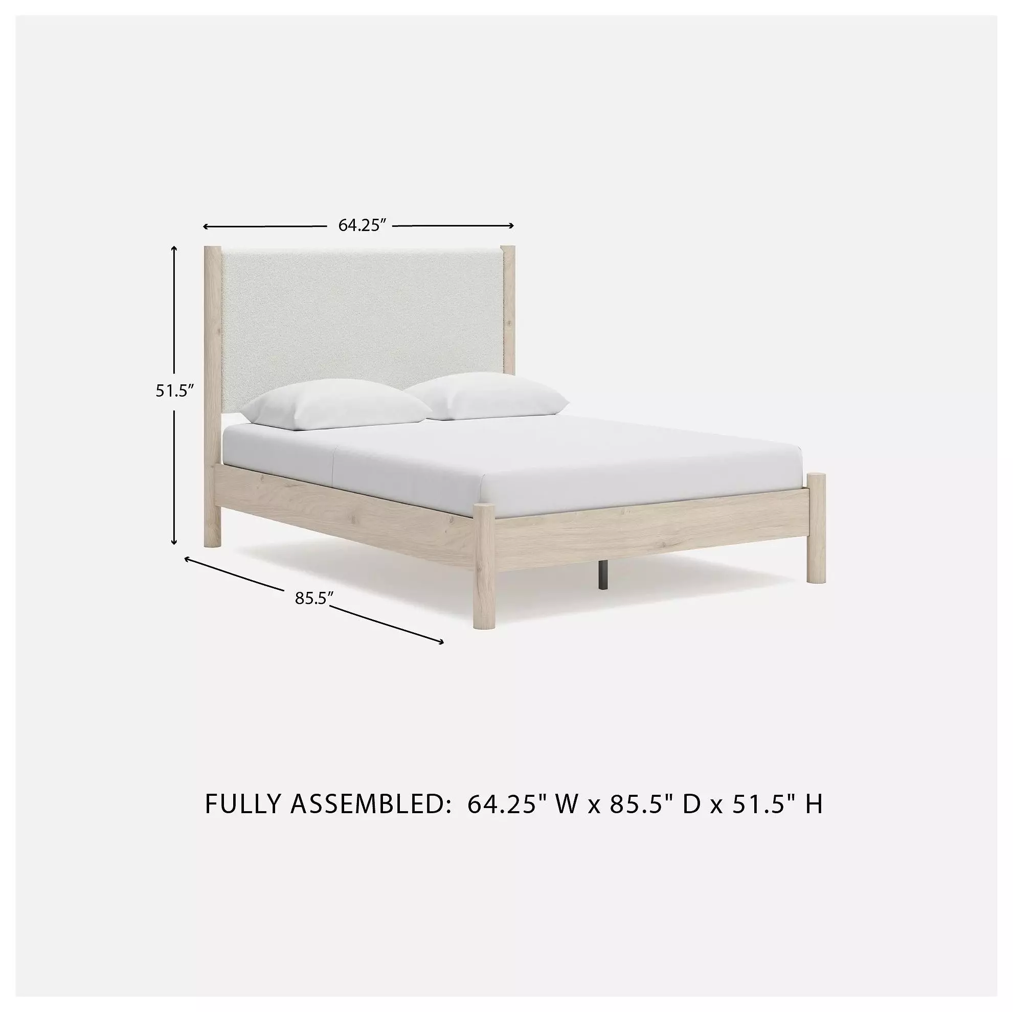 Cadmori Tan And White Queen Upholstered Panel Bed