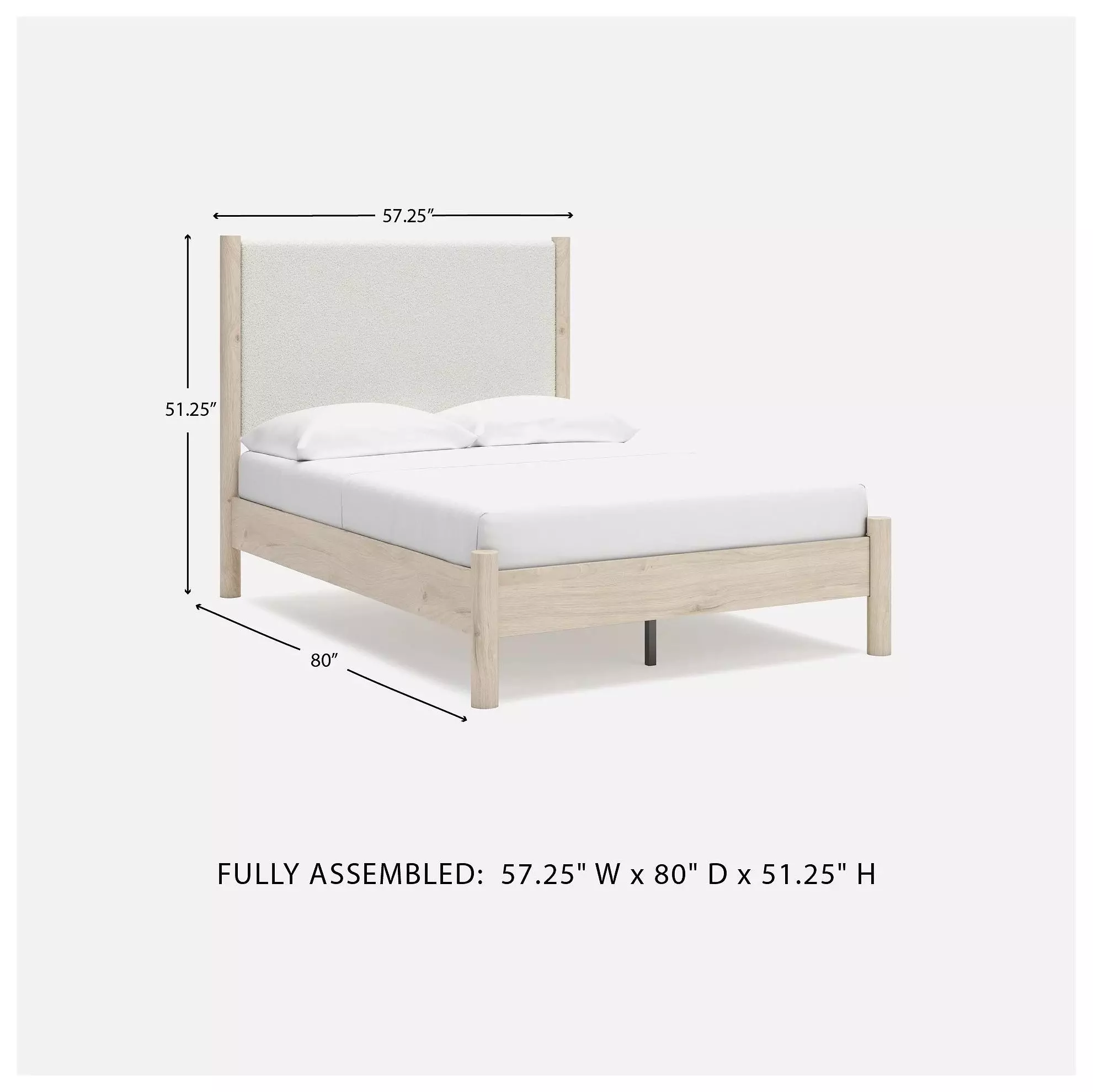 Cadmori Tan And White Full Upholstered Panel Bed