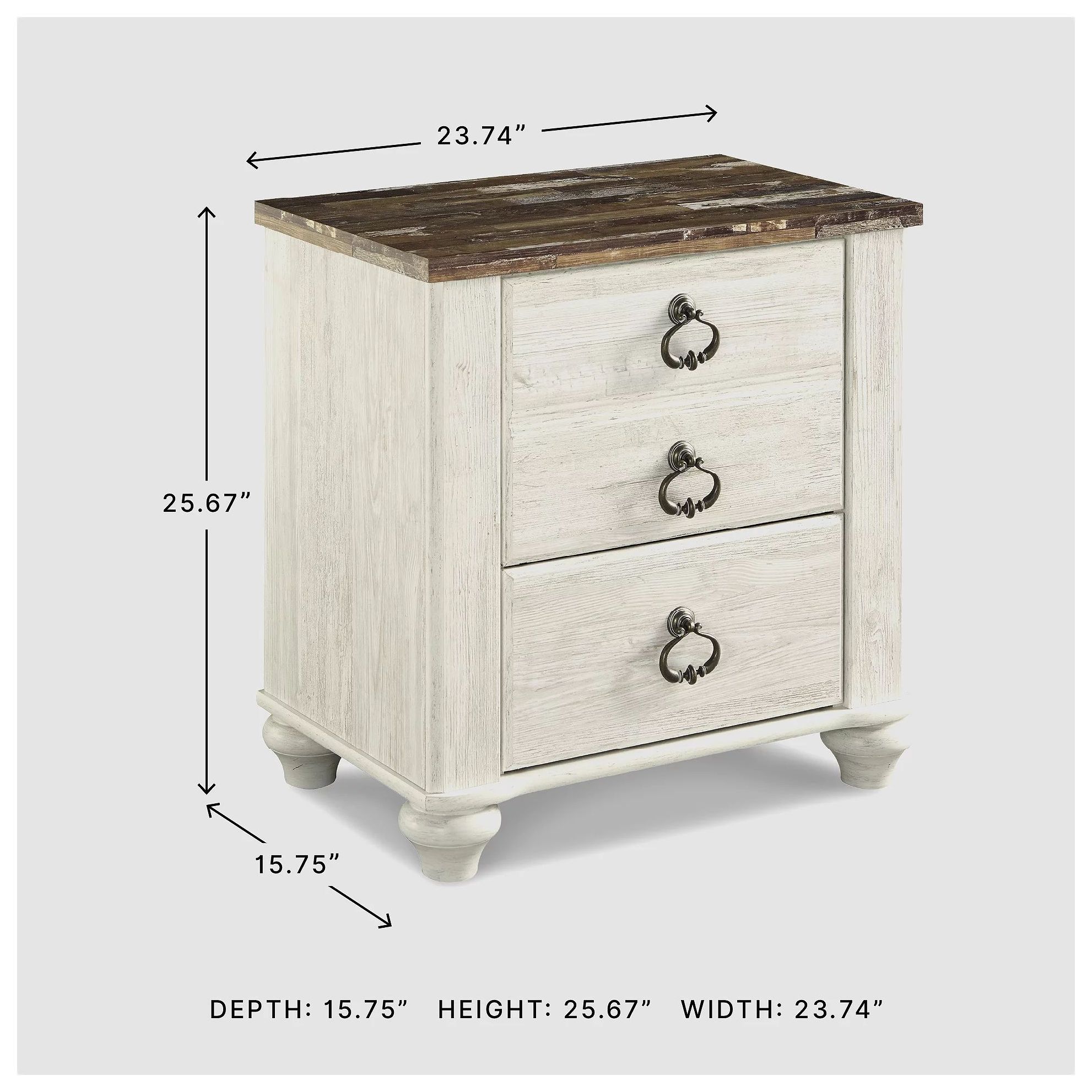 Willowton Two Tone 2 Drawer Nightstand