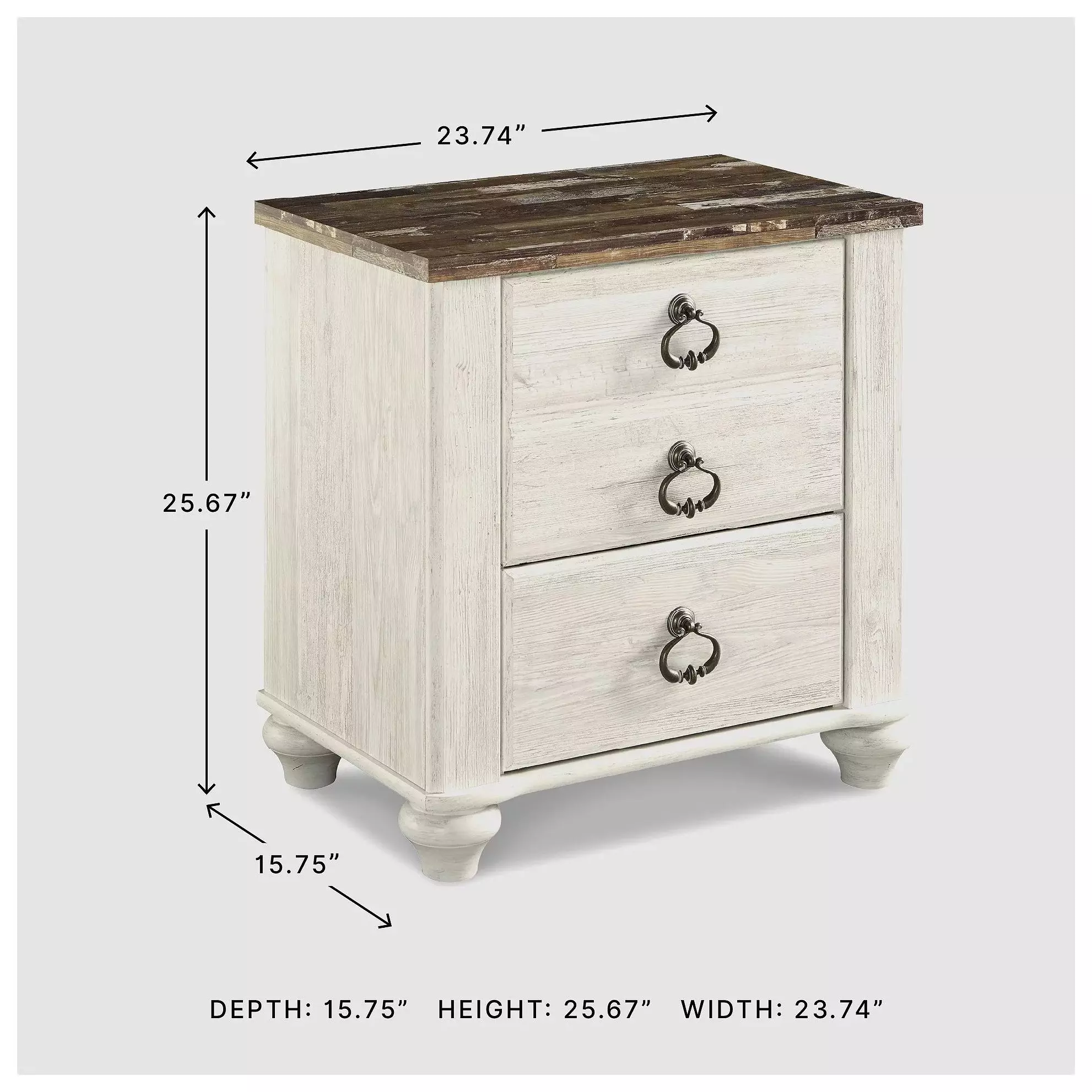 Willowton Two Tone 2 Drawer Nightstand