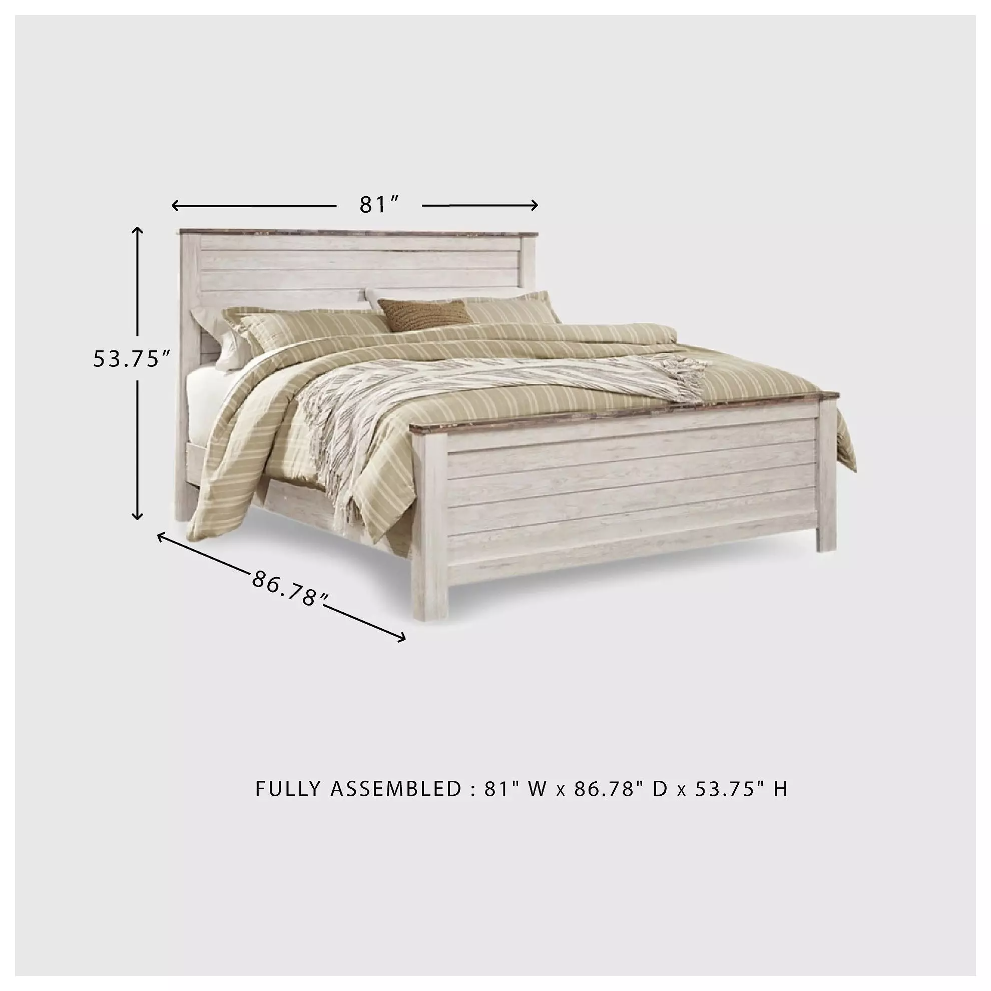 Willowton Whitewash King Panel Bed