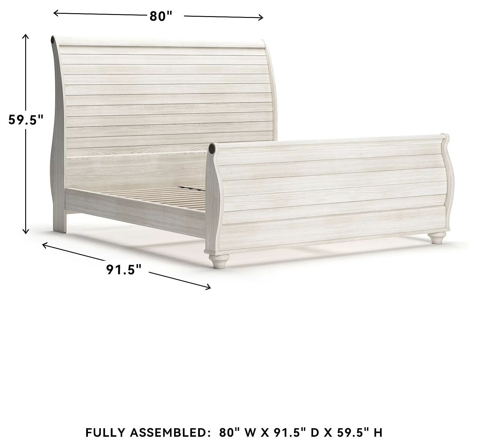 Willowton Whitewash King Sleigh Bed With Horizontal Planks