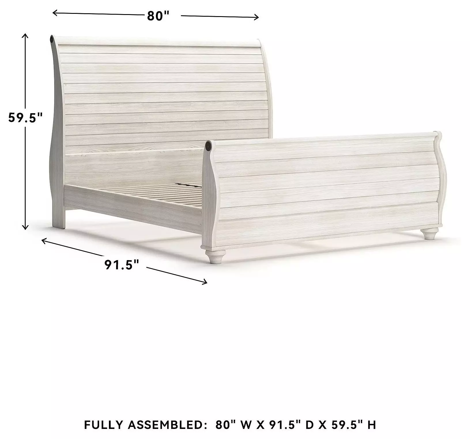 Willowton Whitewash King Sleigh Bed With Horizontal Planks